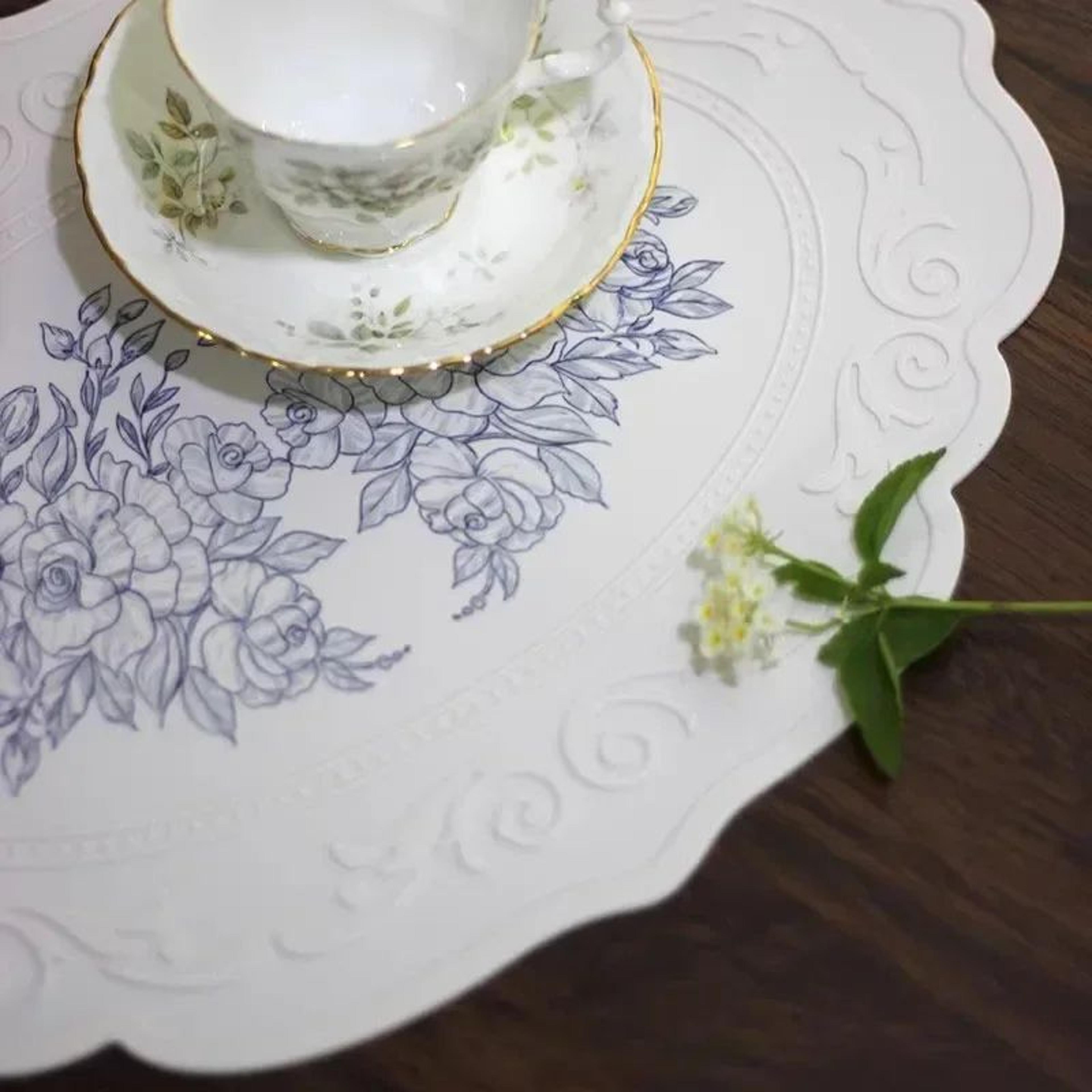 retro floral silicone placemat – waterproof heat-resistant dining table mat for kitchen & coffee table