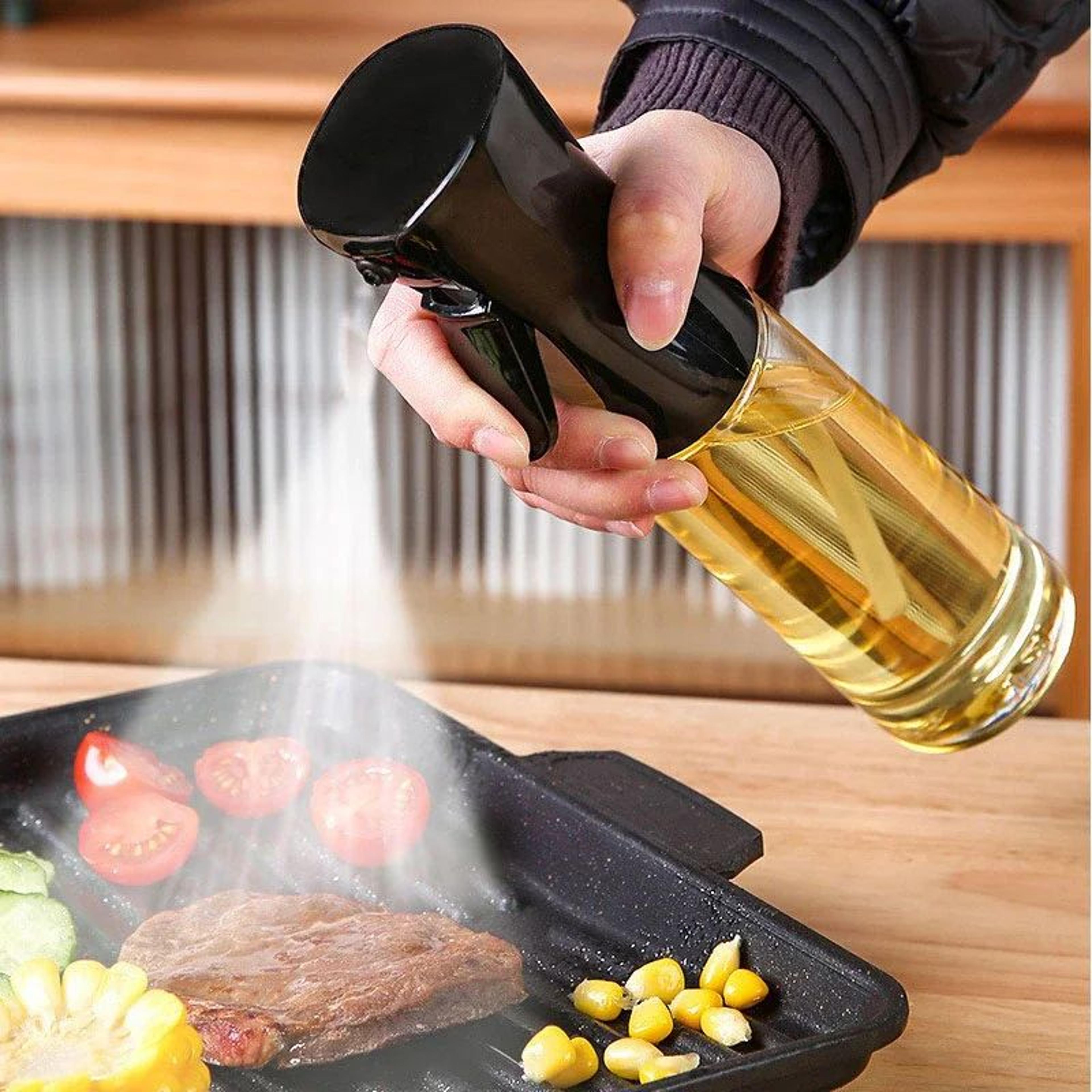mistchef glass oil spray bottle – refillable olive oil sprayer for cooking, bbq & healthy portion control