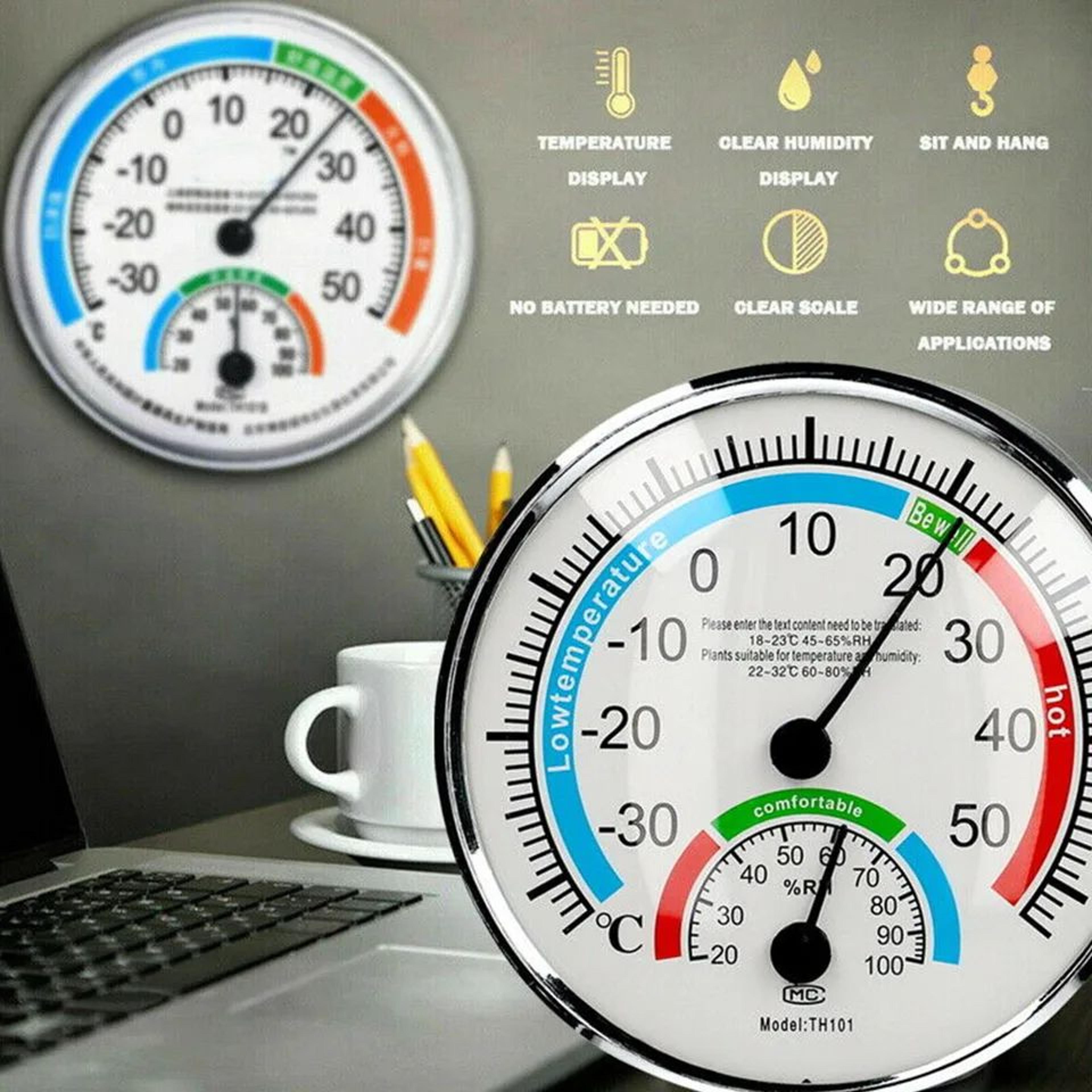 Mini Analog Thermometer  Hygrometer Dial  Round Indoor Temperature  Humidity Gauge For Room Climate