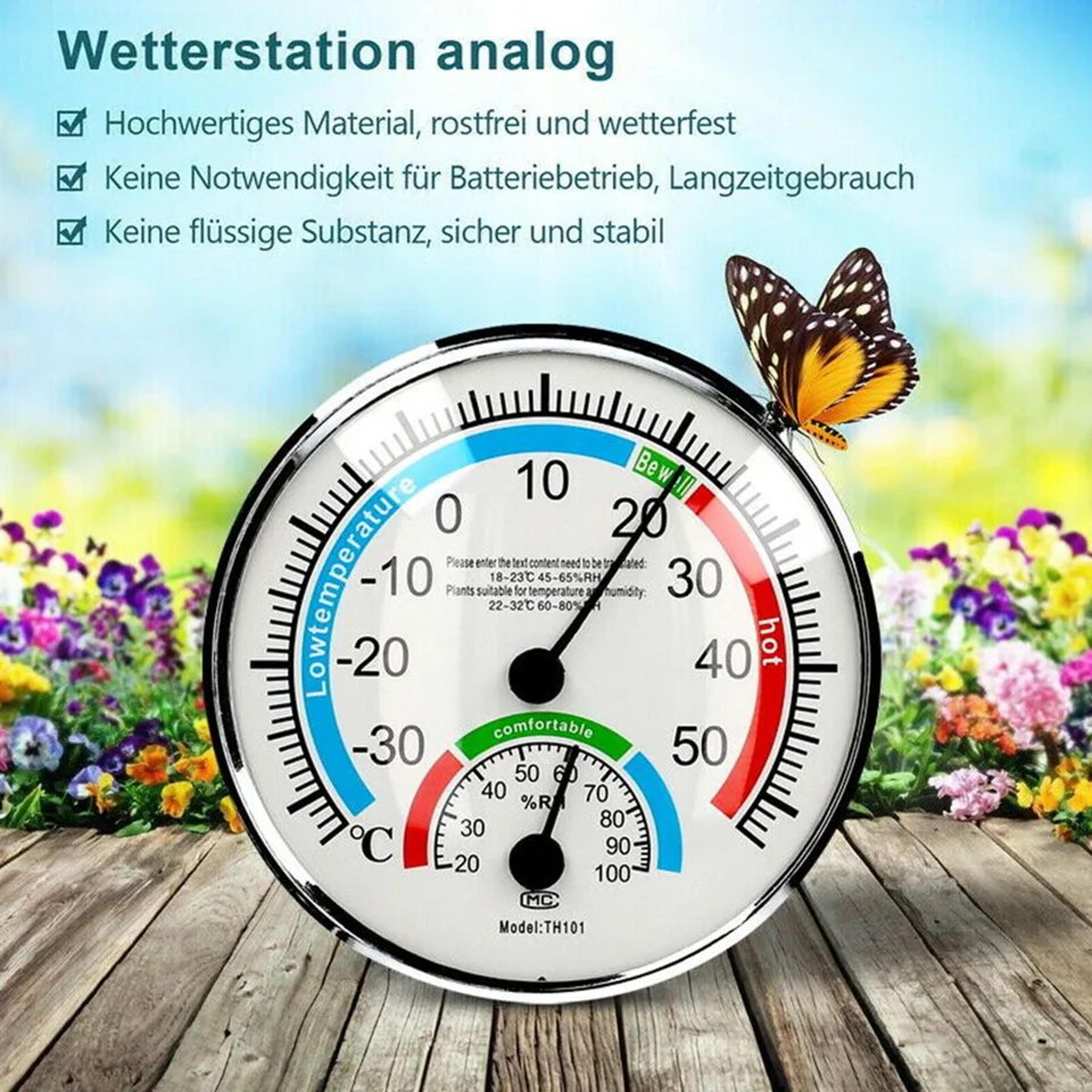 Mini Analog Thermometer  Hygrometer Dial  Round Indoor Temperature  Humidity Gauge For Room Climate