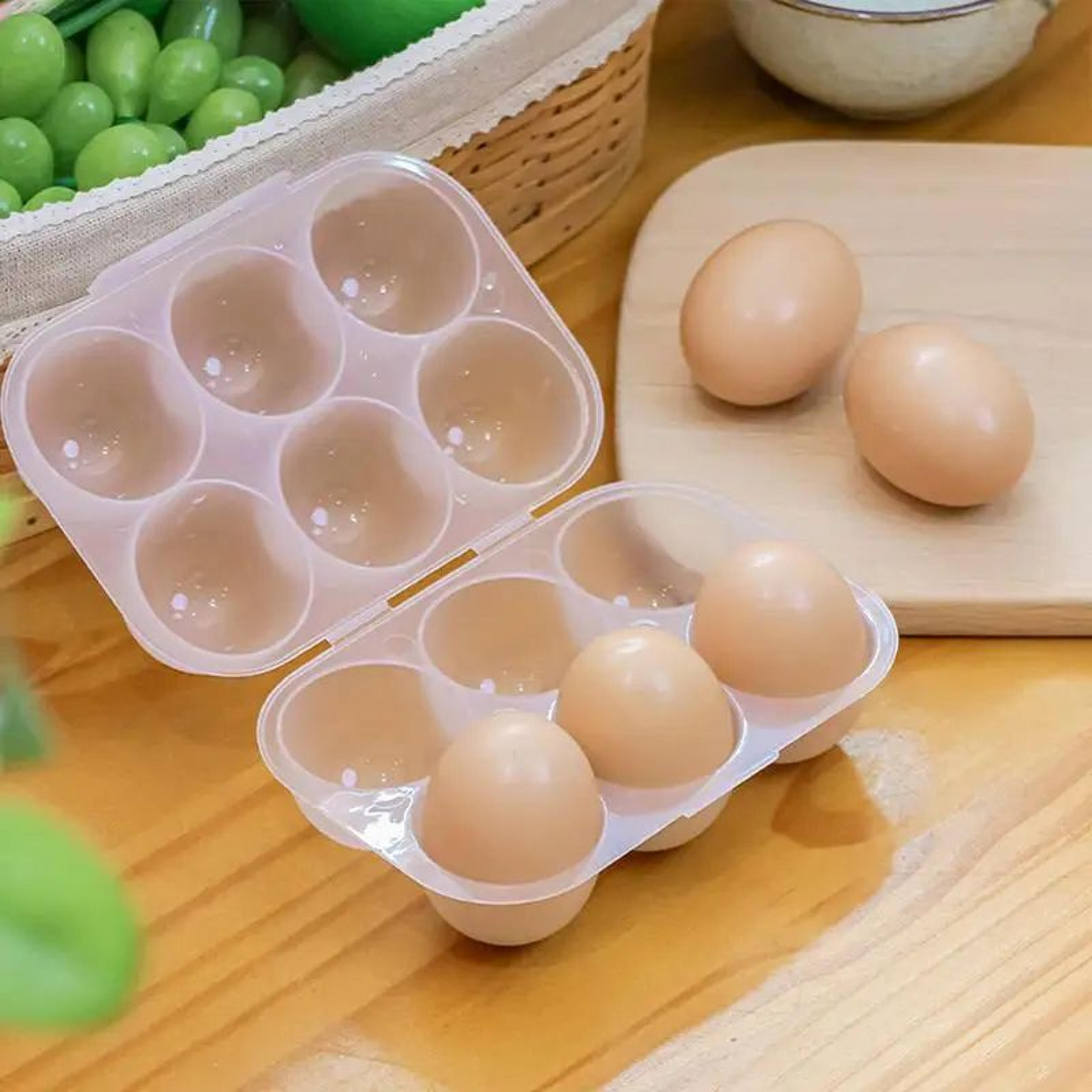 eggguard 6-slot egg storage carrier – portable plastic egg holder box with handle for travel & camping