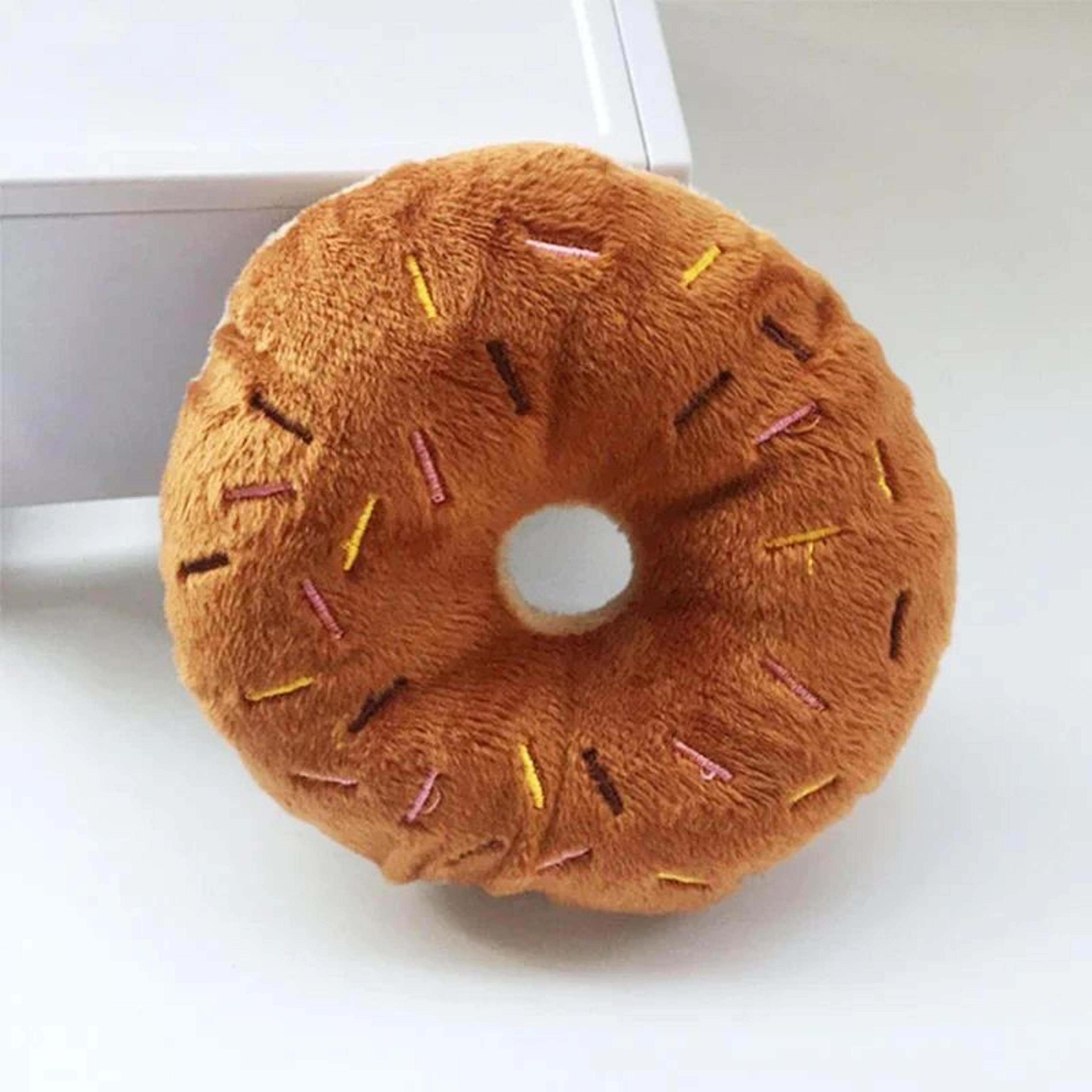 SnuggleBite Donut Plush Dog Toy  Soft Squeaky Chew Toy For Small  Medium Dogs 6