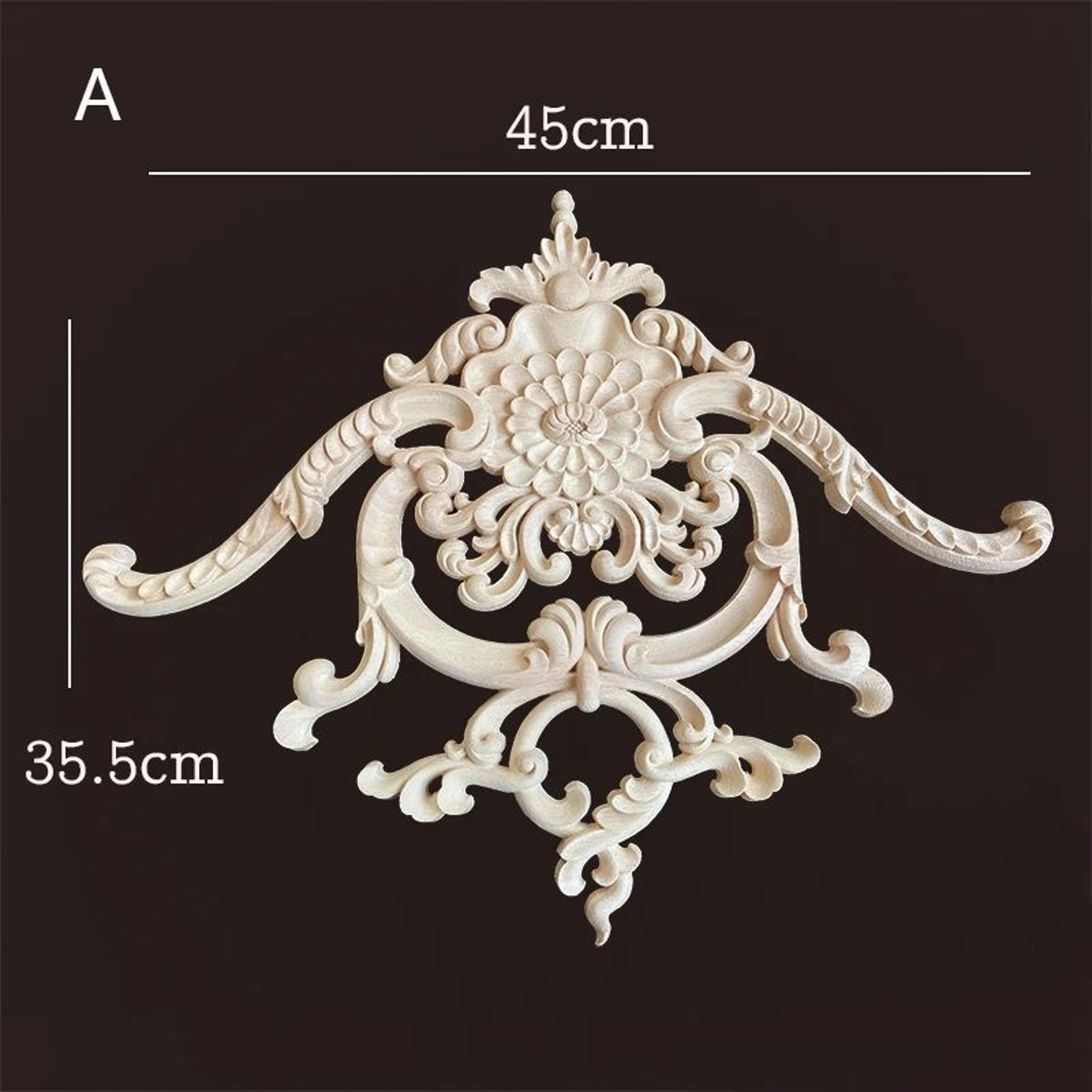 Wood Corner Appliques  Carved Floral Wood Onlays For Furniture  Wall Decor DIY Vintage Trim 6