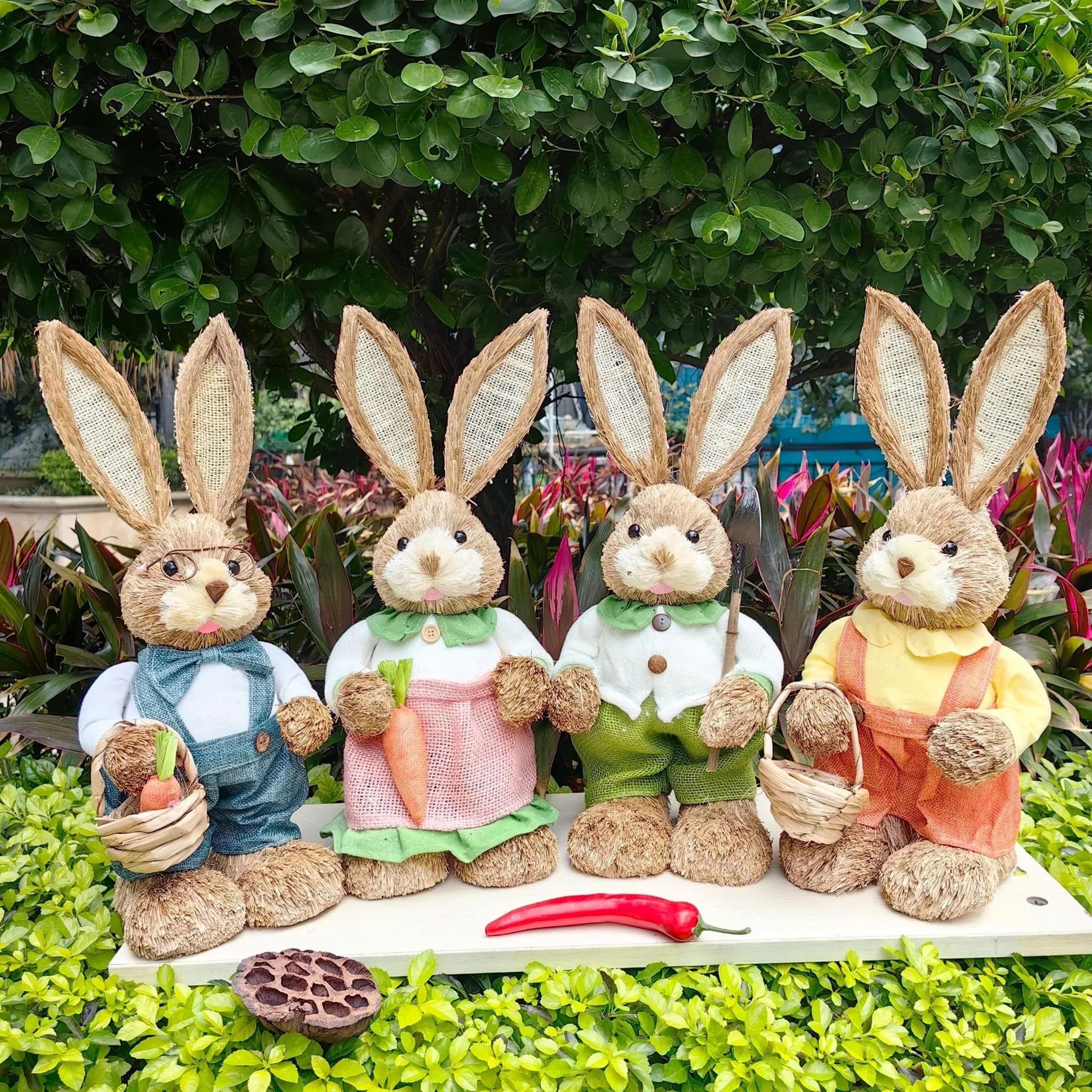 easter bunny cattail decoration – cute rabbit figure ornament for home & holiday decor