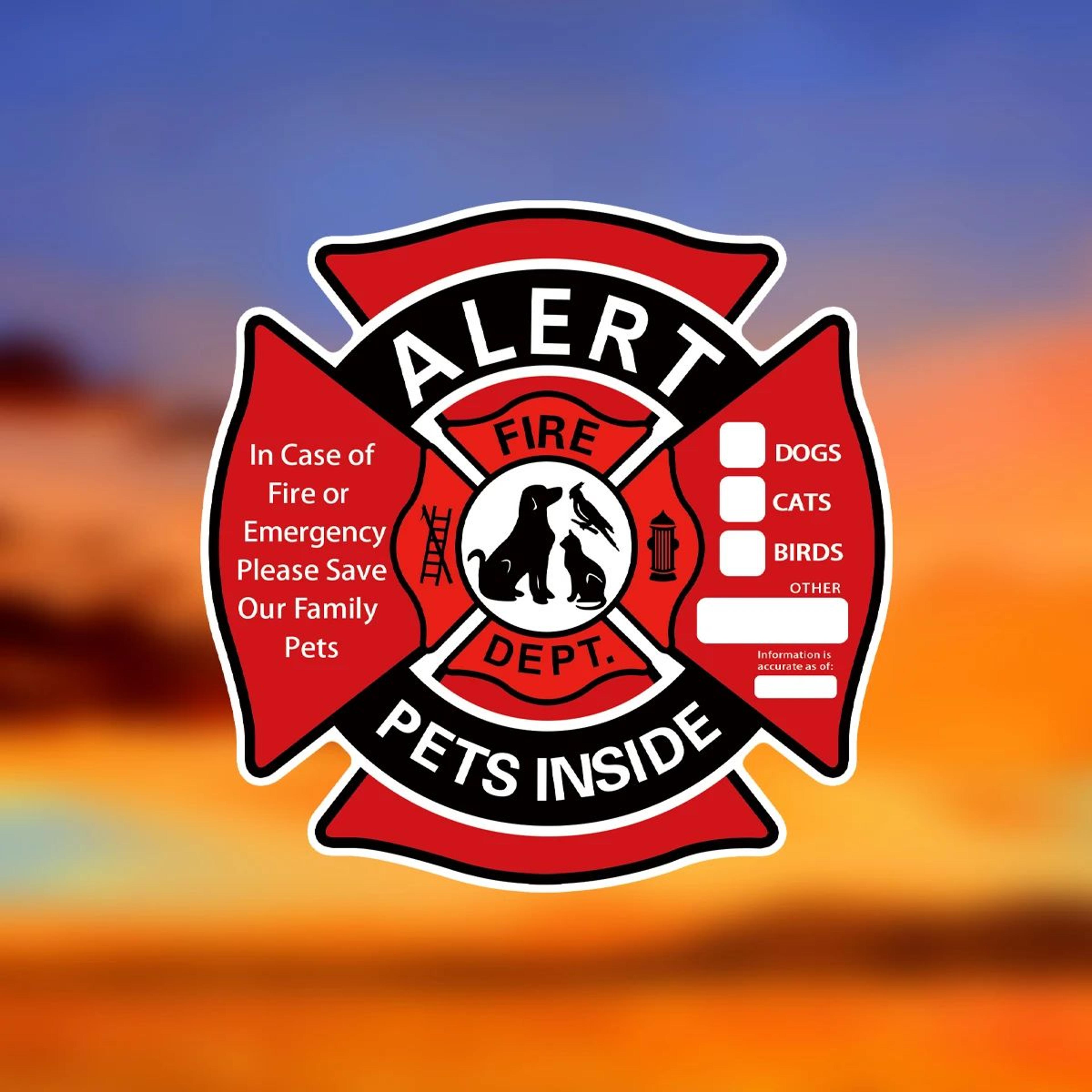 Pet Alert Window Stickers  Emergency Rescue Static Cling Decals 4 Pack Save My Pets Sign 10