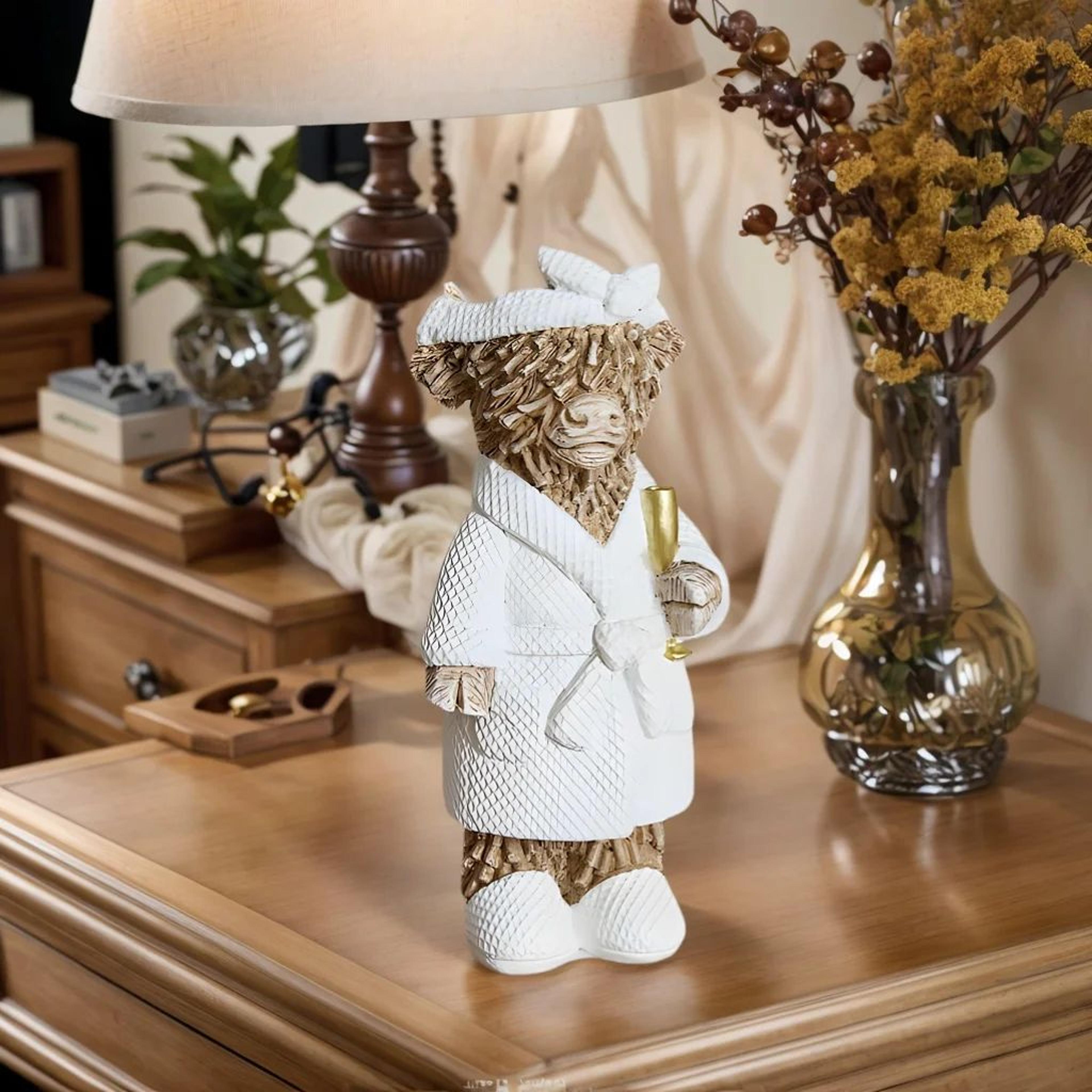Highland Cow Champagne Resin Statue  Rustic Farmhouse Animal Figurine Home Decor  Gift 1