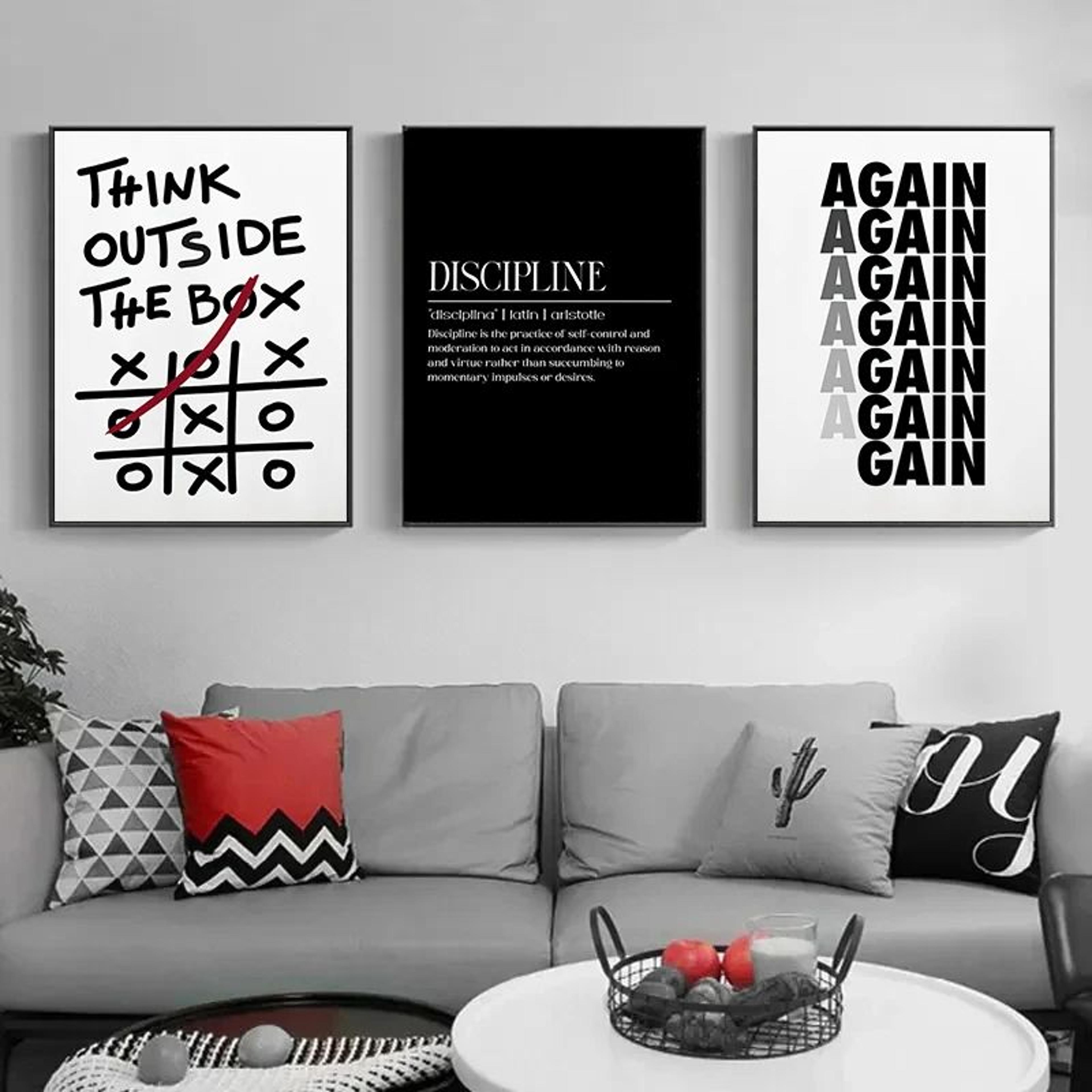 motivational quote canvas wall art – inspirational discipline poster for living room & office decor