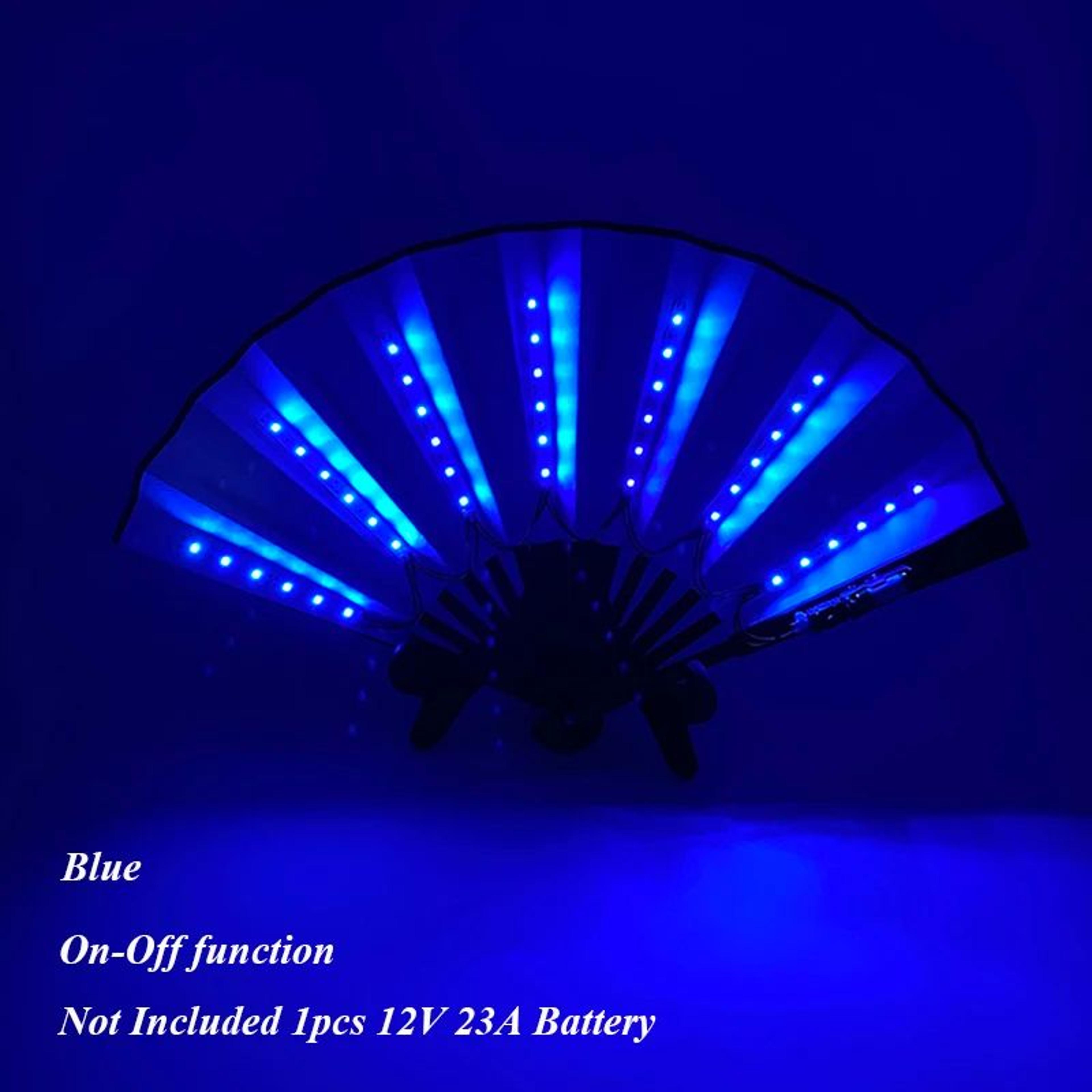 LED Neon Light Folding Fan  Glowing Rave Hand Fan For Party Festival  Performance Decor 7