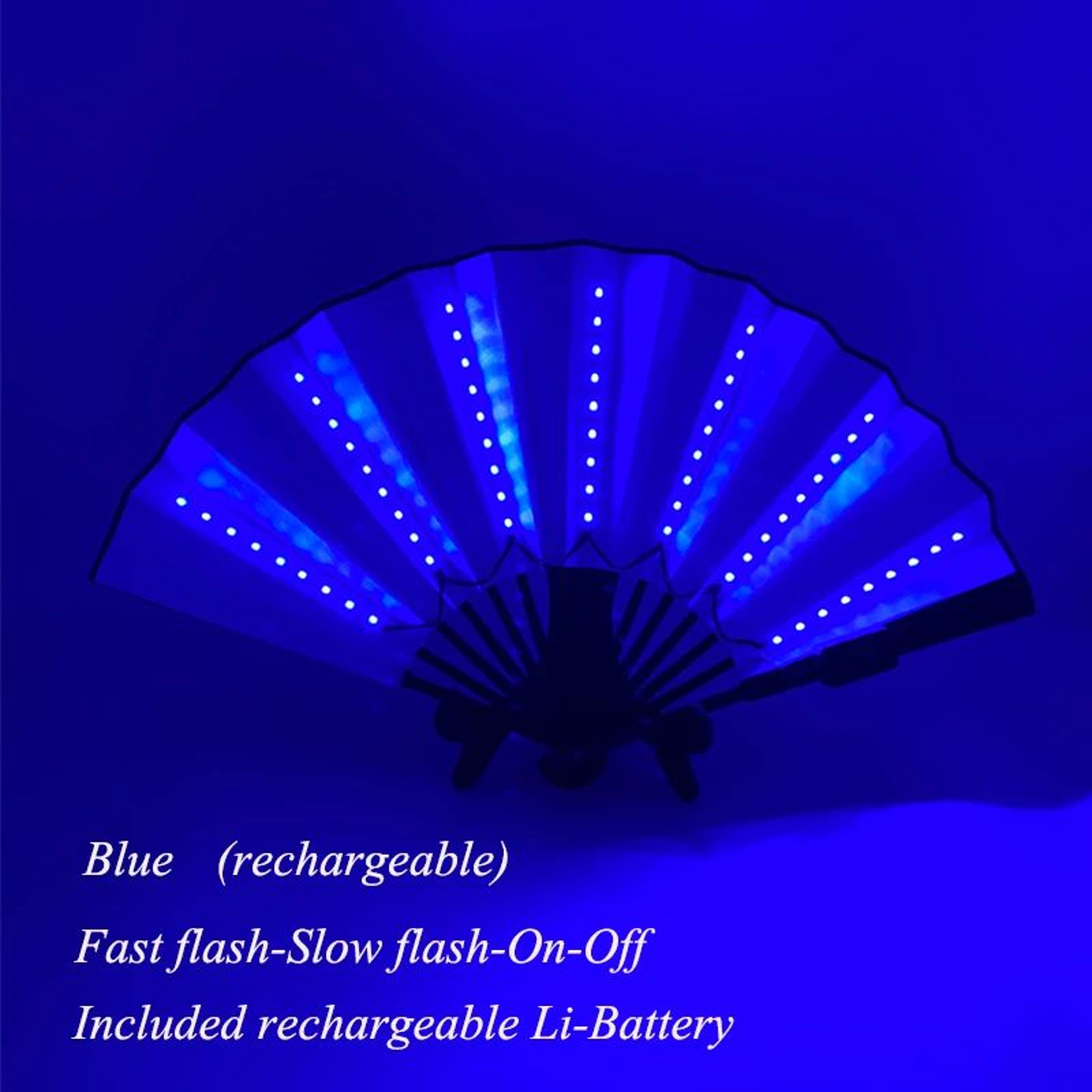 LED Neon Light Folding Fan  Glowing Rave Hand Fan For Party Festival  Performance Decor 22
