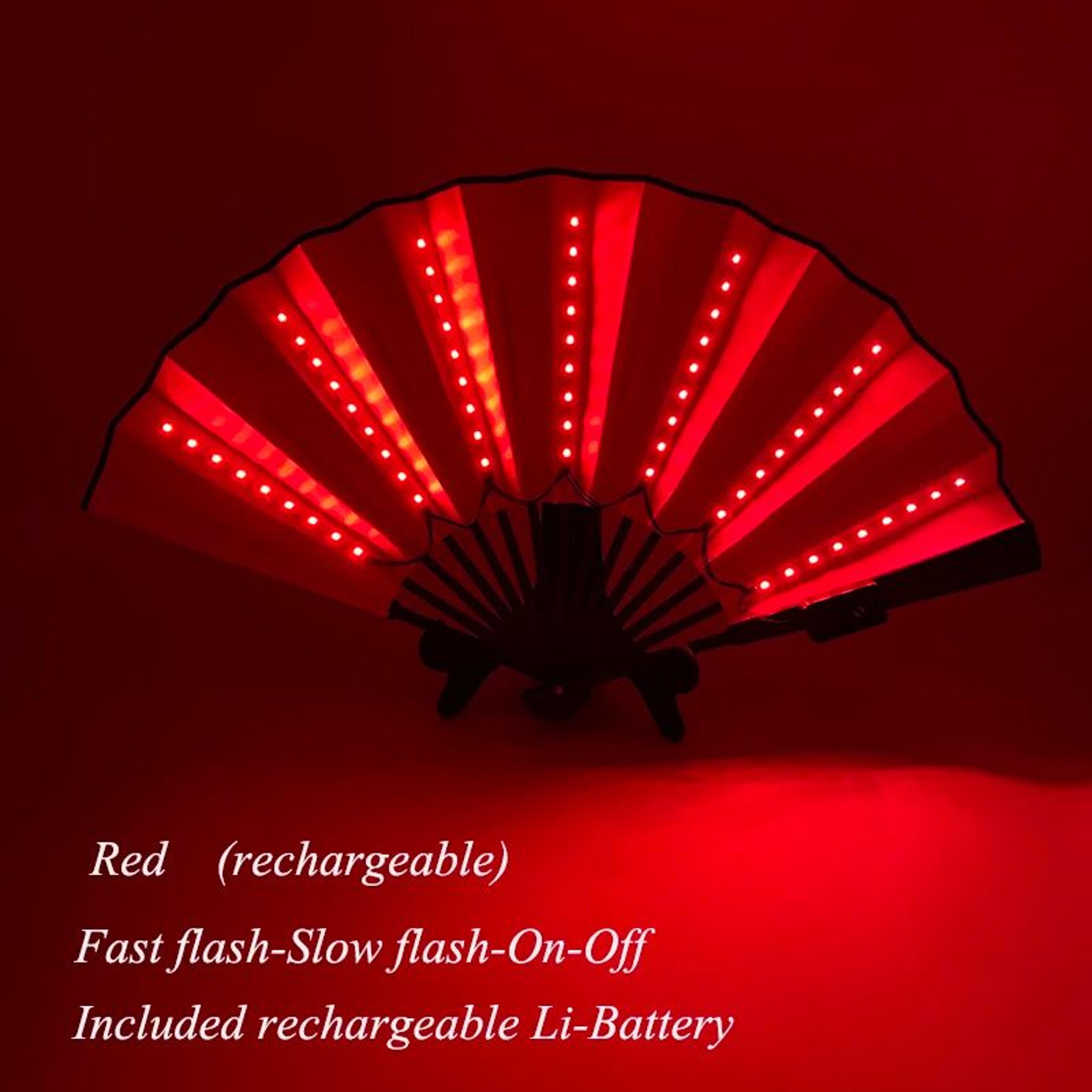LED Neon Light Folding Fan  Glowing Rave Hand Fan For Party Festival  Performance Decor 28