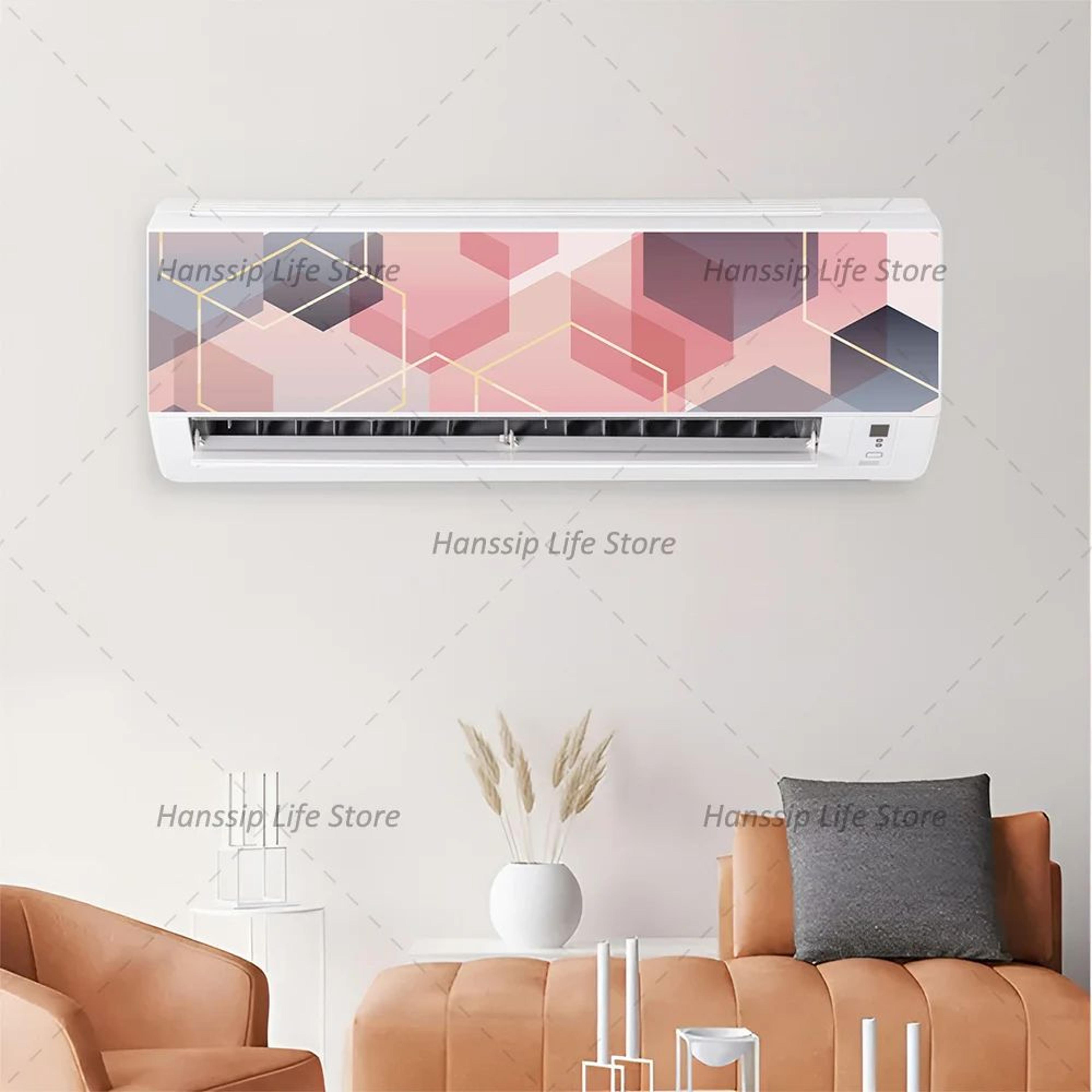 3d geometric air conditioner panel sticker – modern abstract ac cover decal for home decor