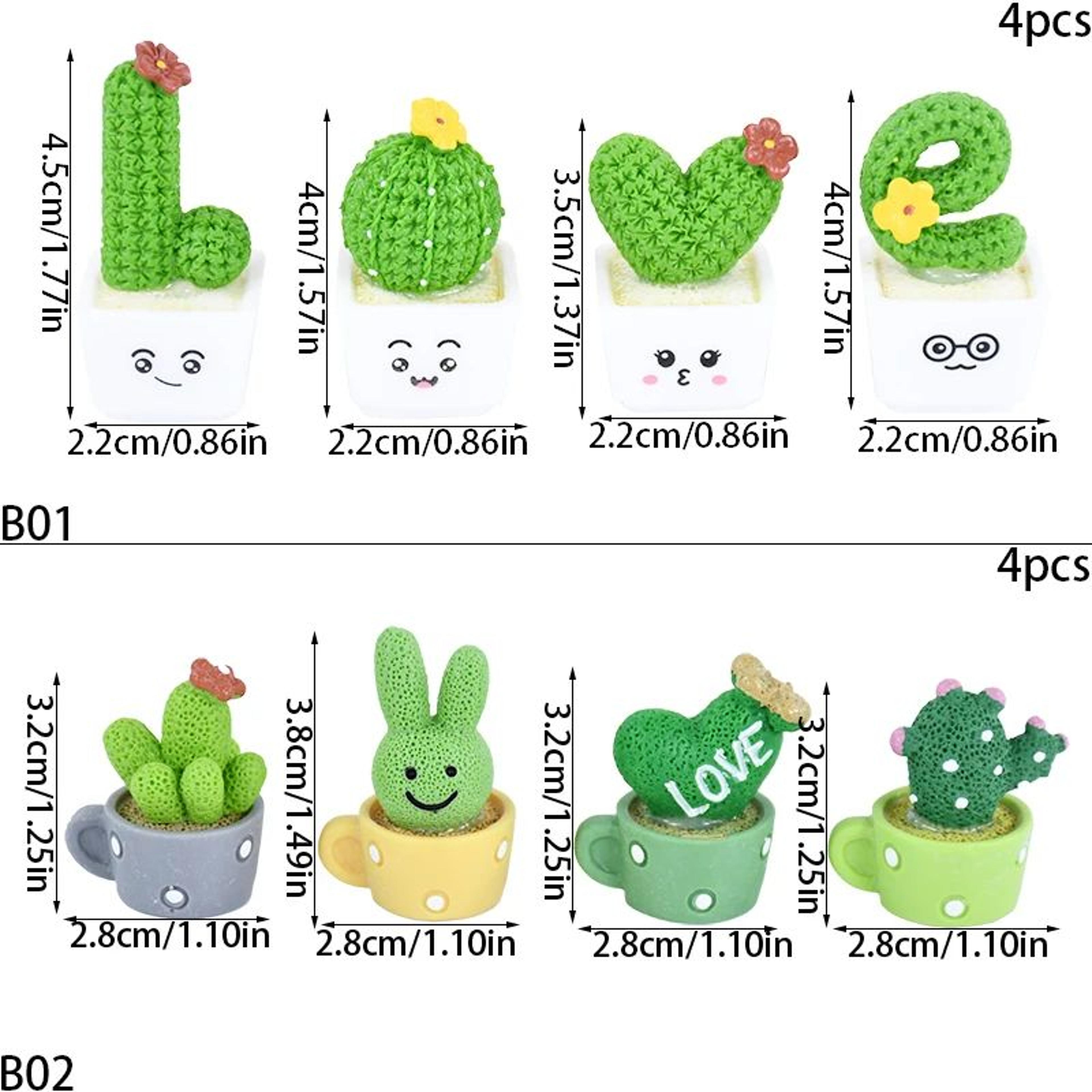 4Piece Mini Resin Succulent Cactus Set  Realistic Bonsai Plant Decor For Desk Car  Home Styling 5