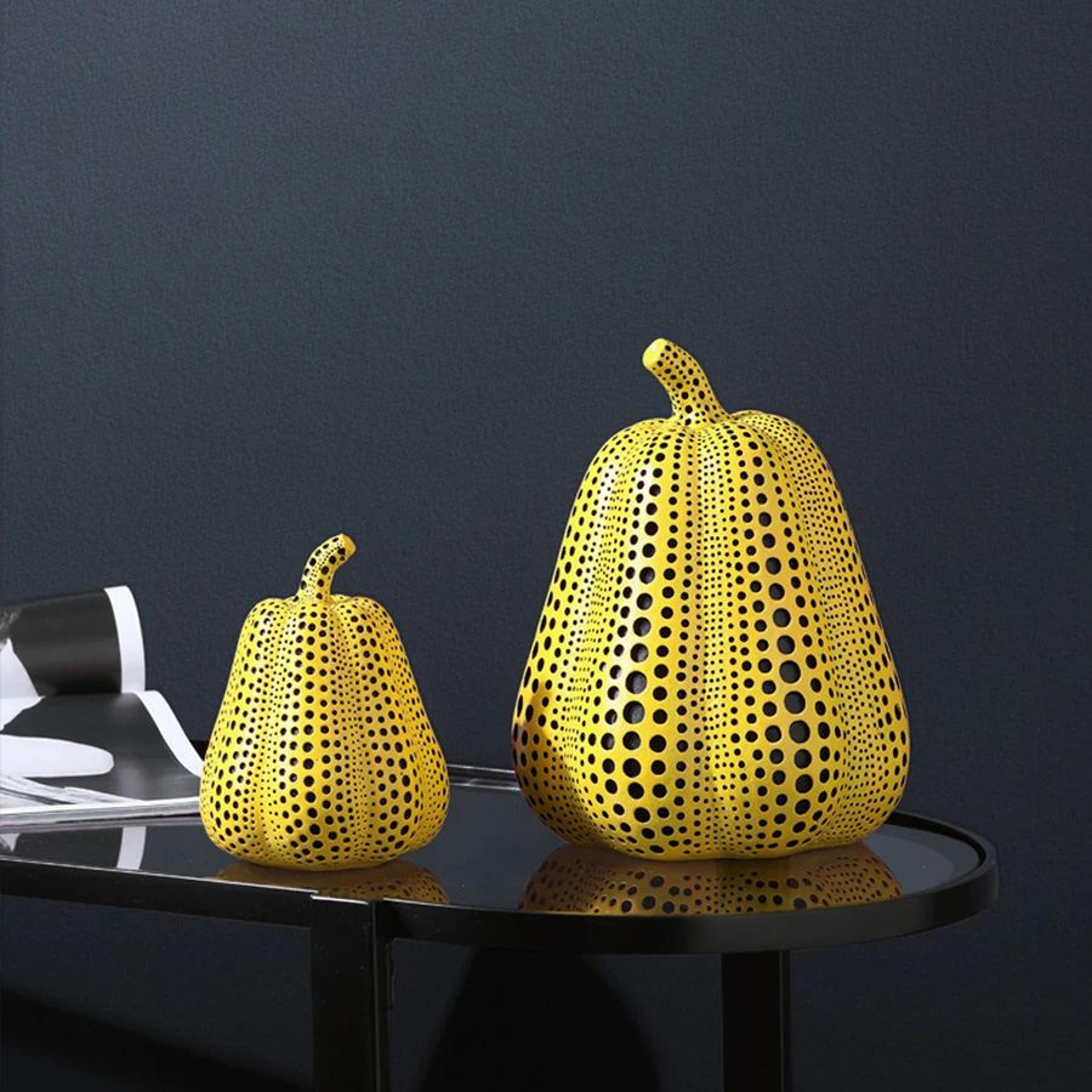 Whimsical Yellow Resin Owl  Pumpkin Figurine  Cute Animal Desktop Decor Sculpture 4