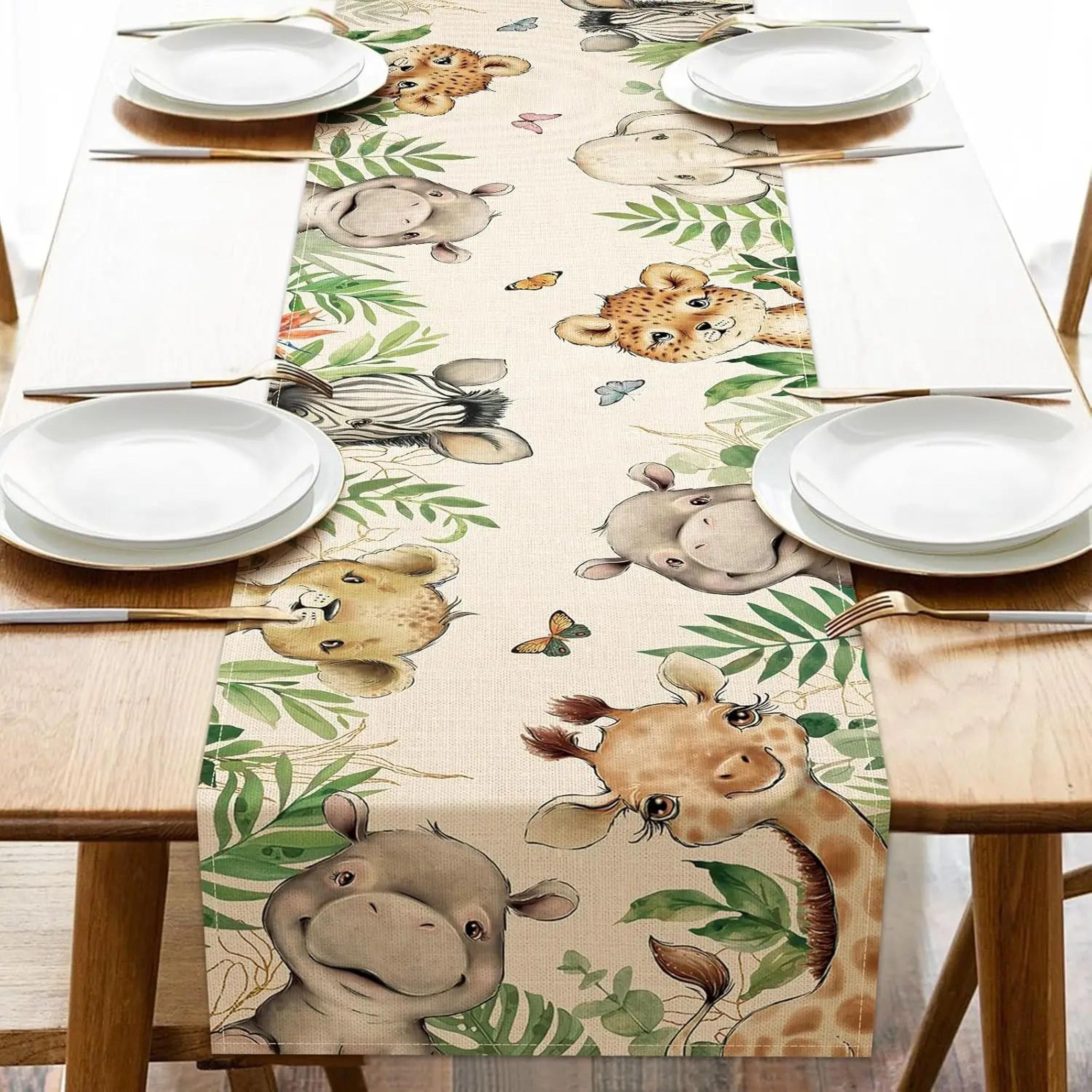 Vintage Floral Bird Linen Table Runner For Dining Table  Farmhouse Summer Botanical Decor 6