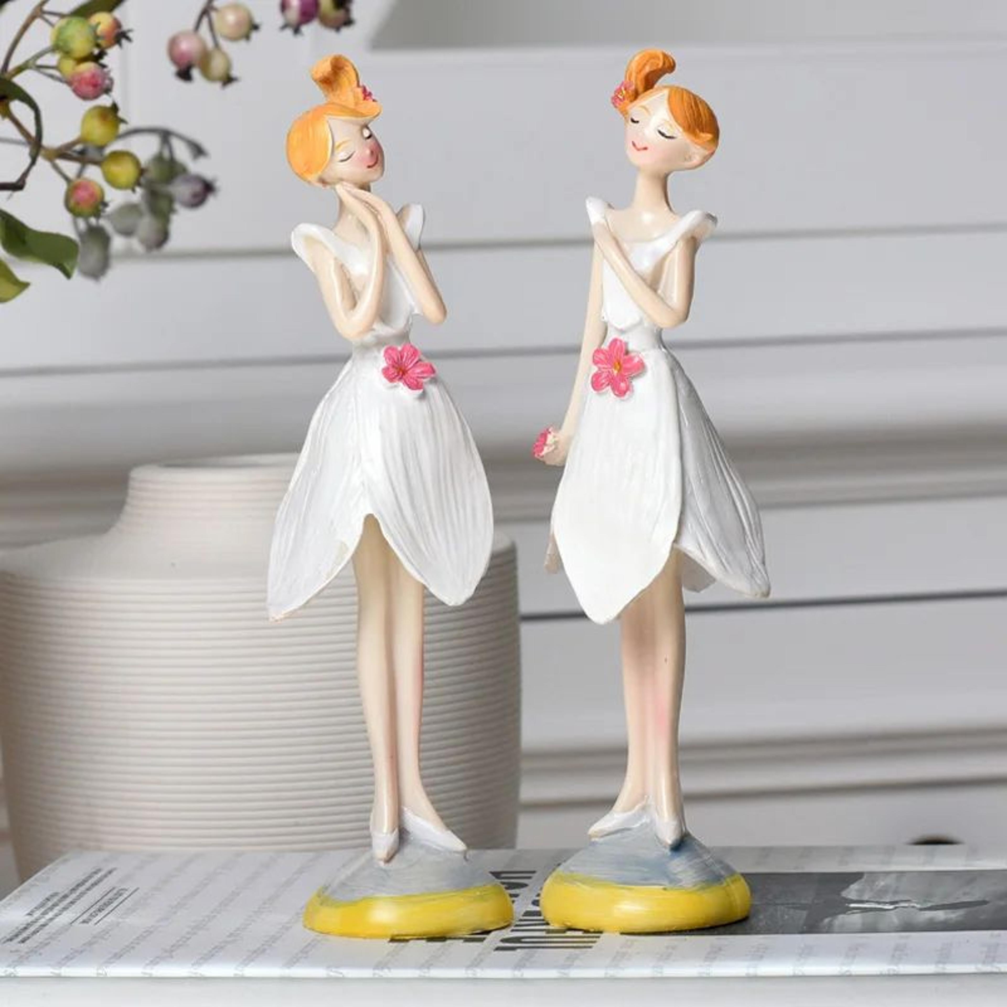 2Piece Angel Fairy Resin Figurine Set  Nordic Style Decorative Statues For Home Wedding  Garden Dec 7