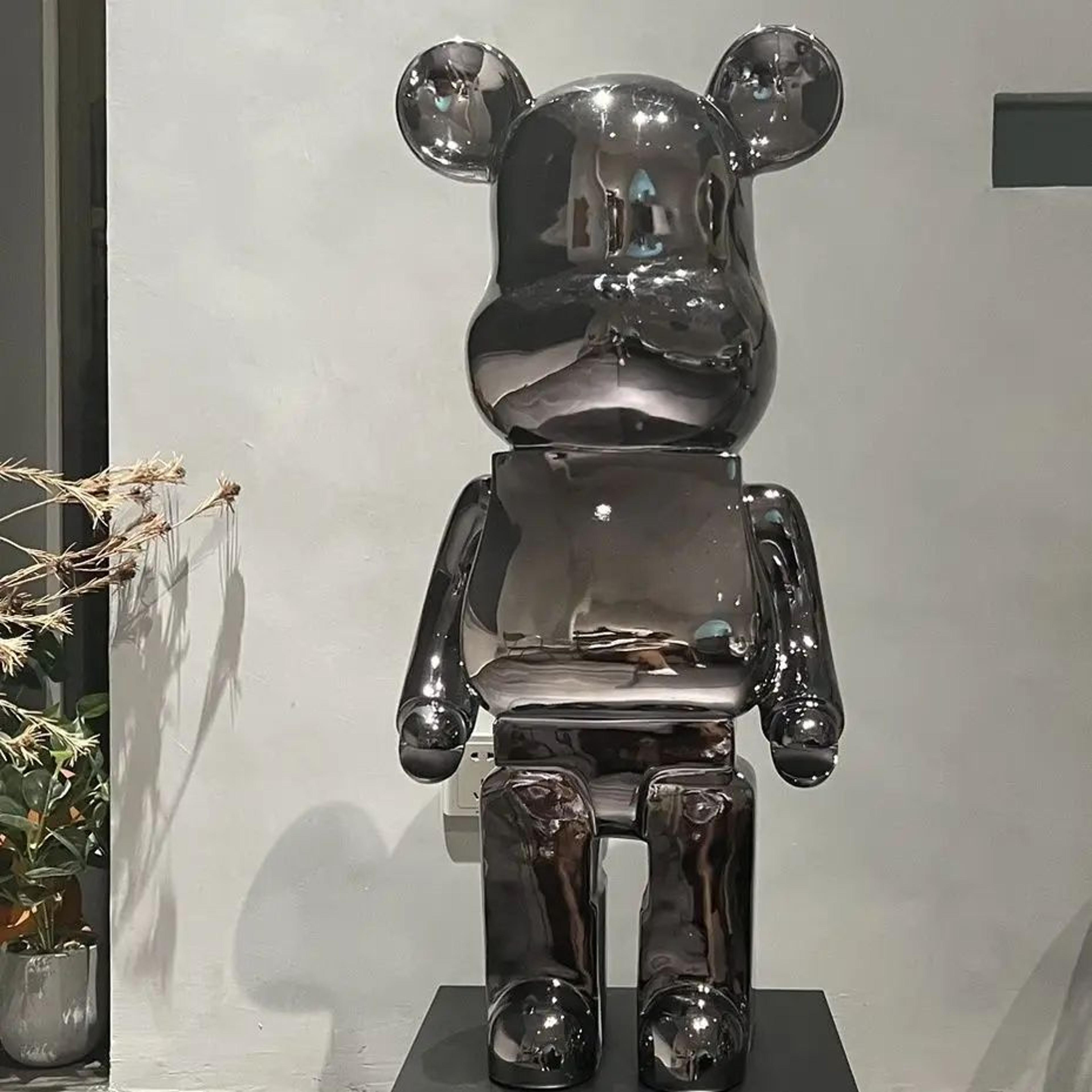 Gradient Mirror Bear Sculpture  Luxury Plated Resin Bear Statue 197in315in Modern Living Room Decor 11