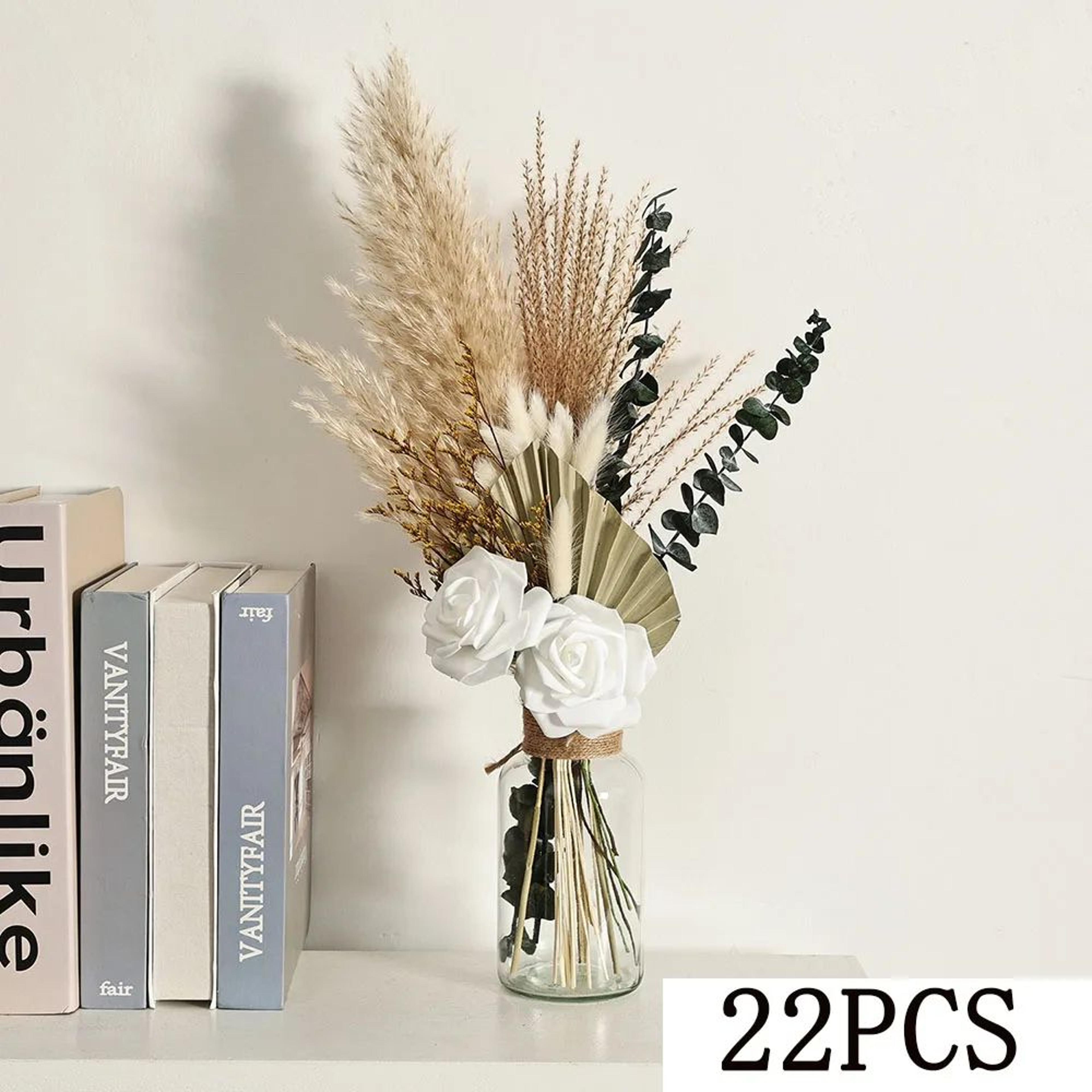 Boho Dried Flower Bouquet  Helichrysum  Eucalyptus Pampas Arrangement For Wedding  Home Decor 8