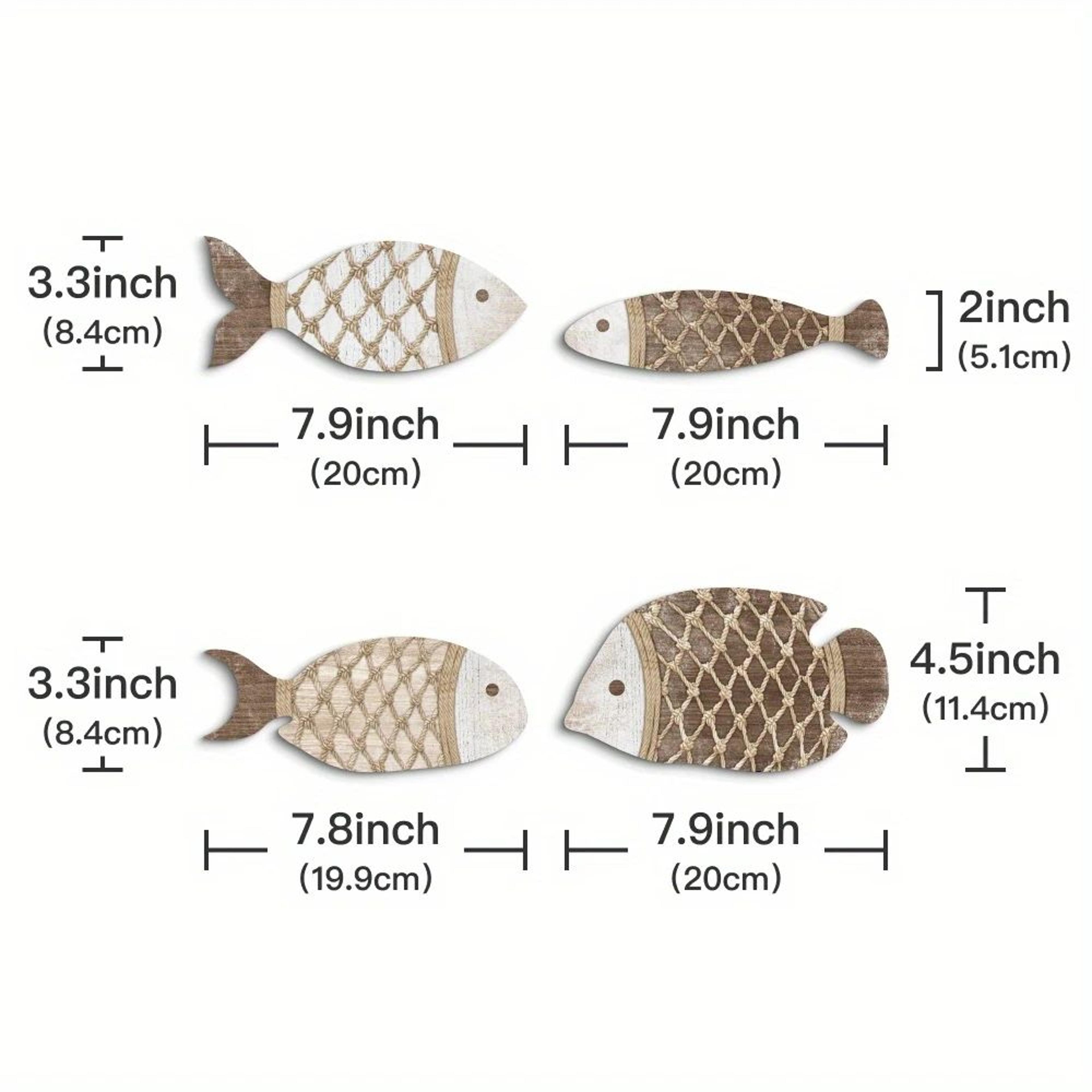 4pcs Tropical Fish Wooden Wall Art  Rustic Nautical 2D Hanging Decor For Coastal Home Styling 9