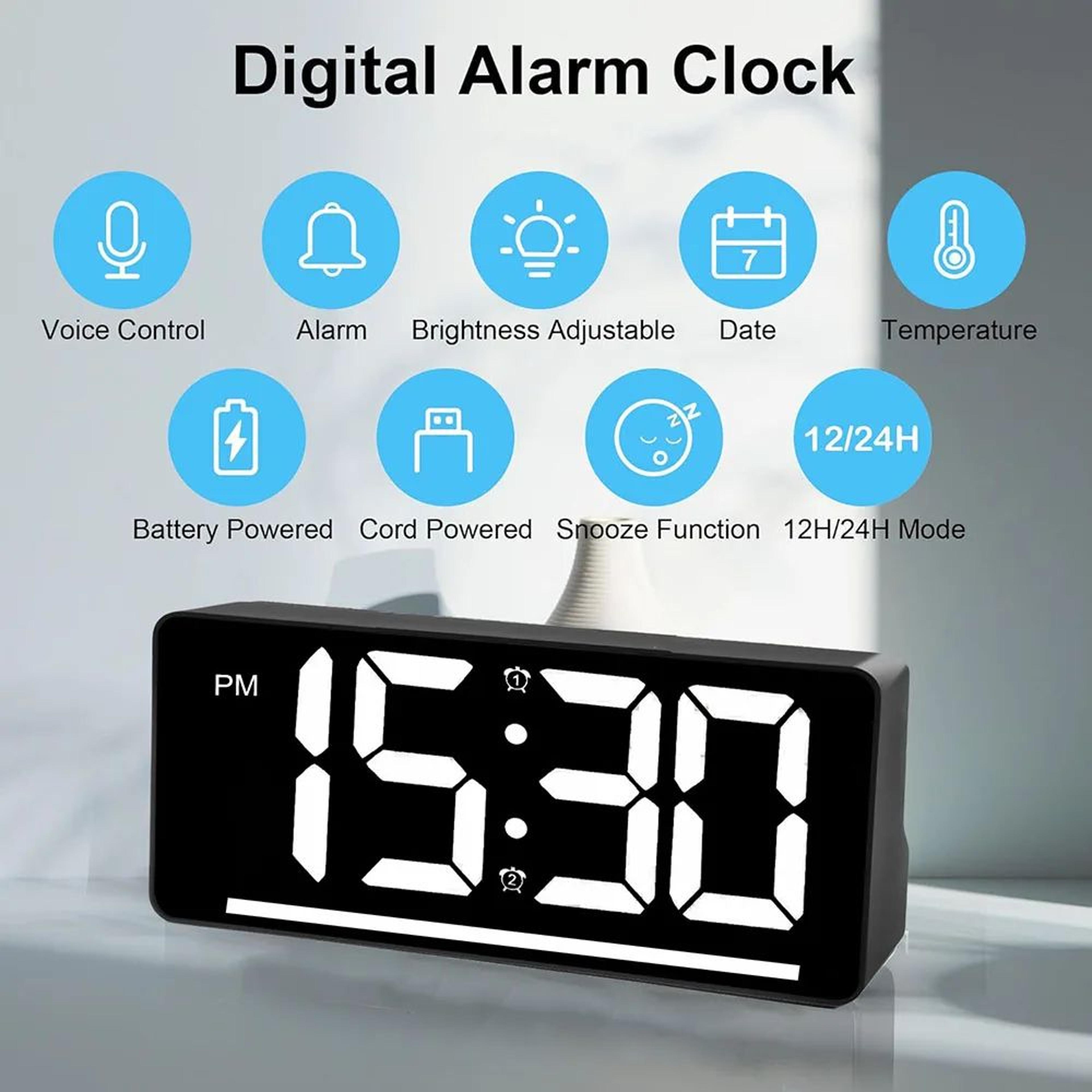 Large Display Digital Alarm Clock  LED Desk Clock With Temperature  Night Light For Home  Office 3