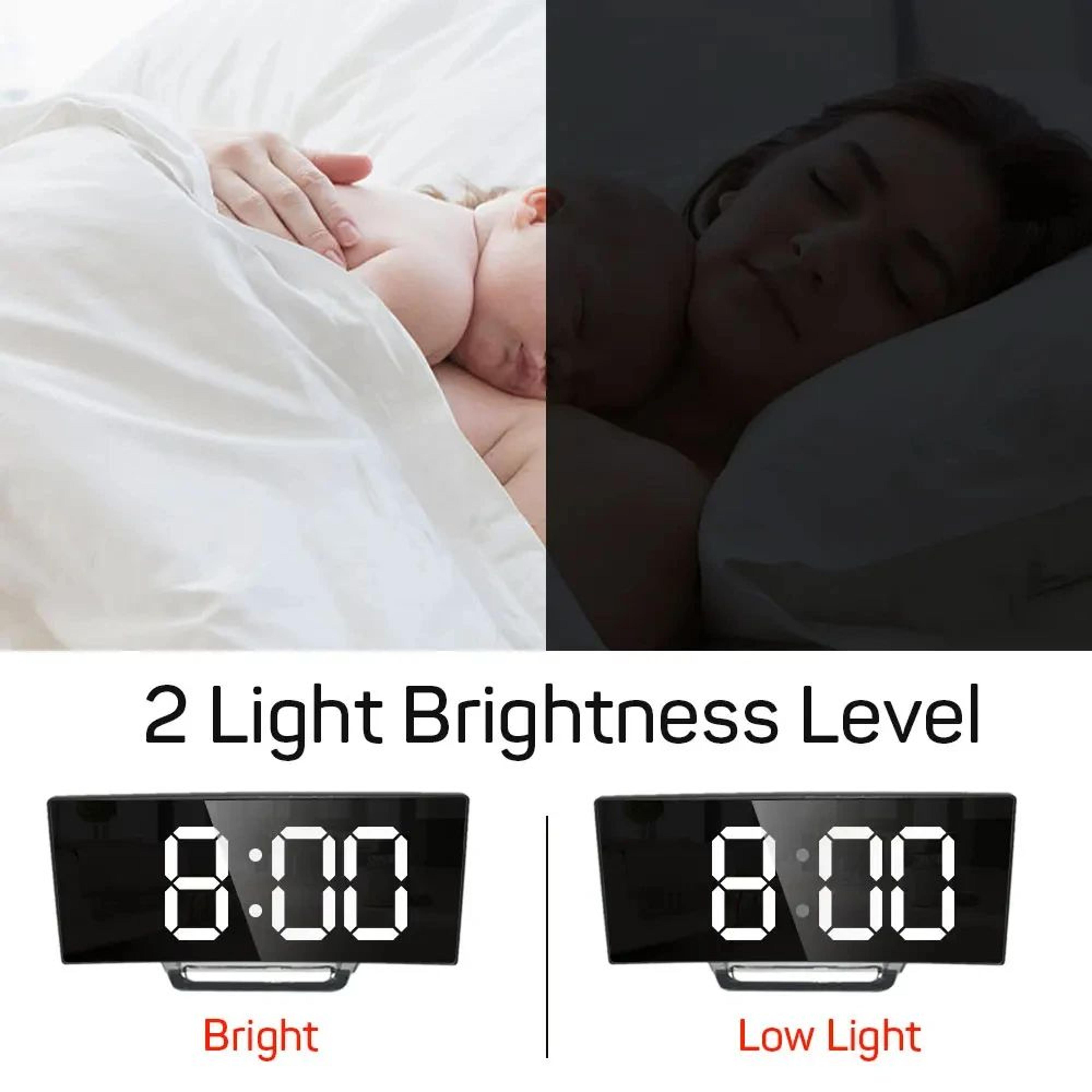 LED Digital Alarm Clock With Backlight  Large Display Calendar  Temperature Bedside Clock 4