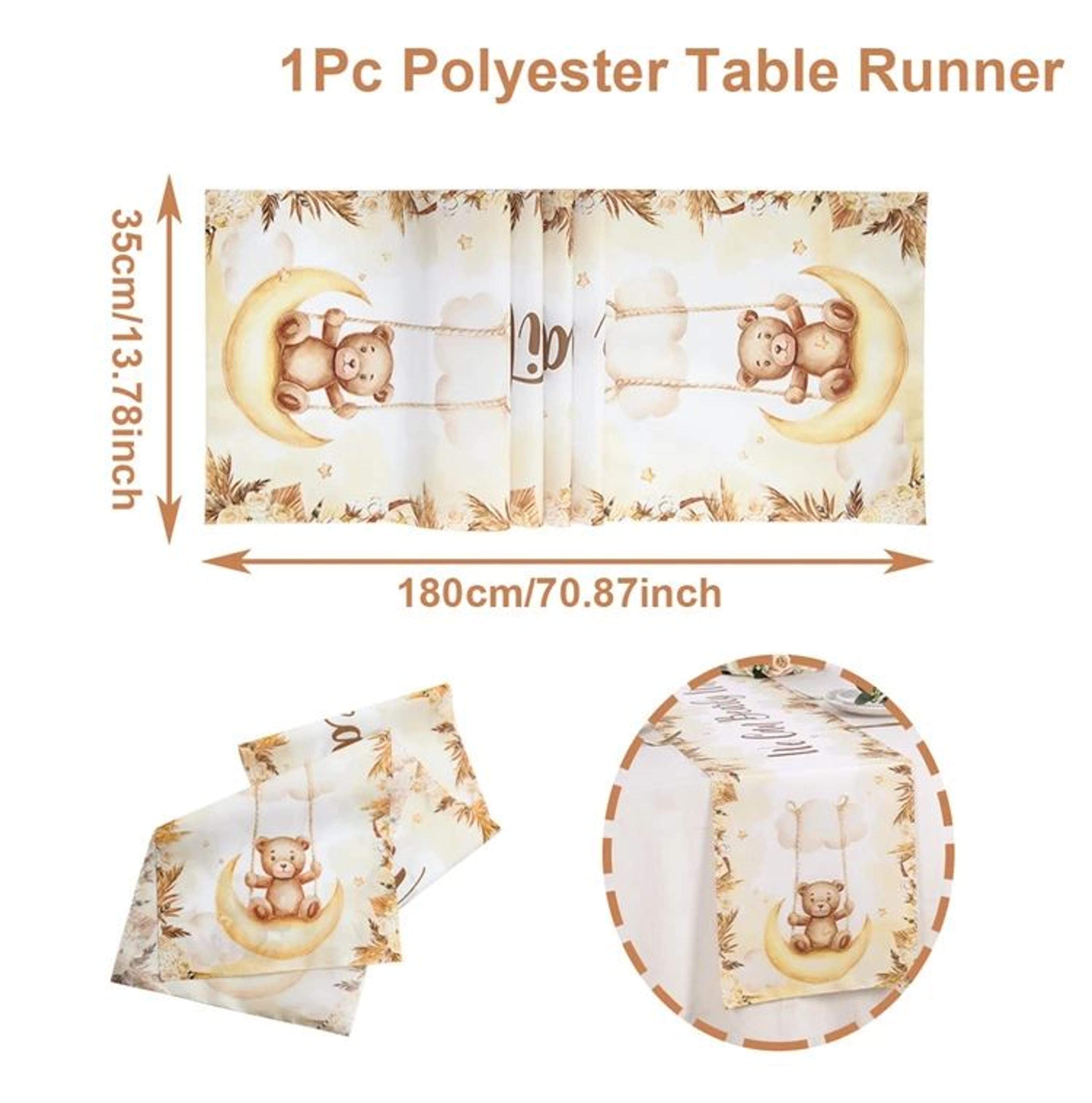 Cartoon Teddy Bear Table Runner  Cute Baby Shower  1st Birthday Table Decor 6