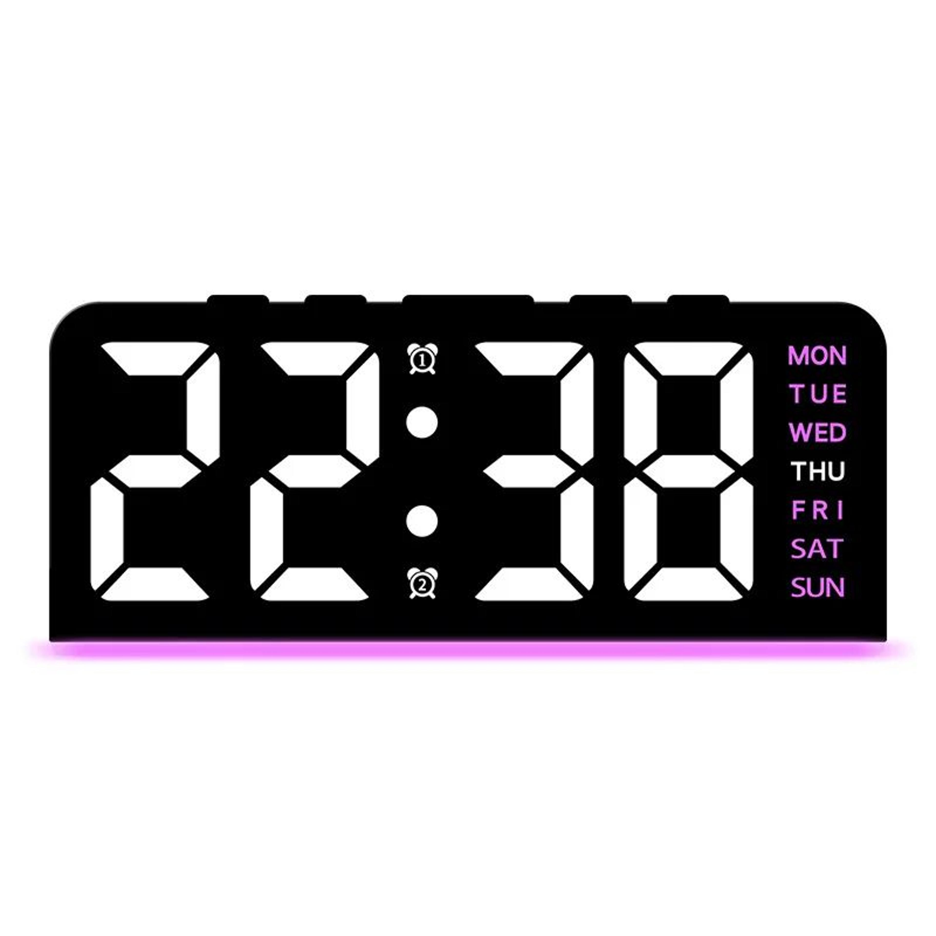 Smart LED Digital Alarm Clock With Night Light  Dual Alarm Date  Temperature Display 12