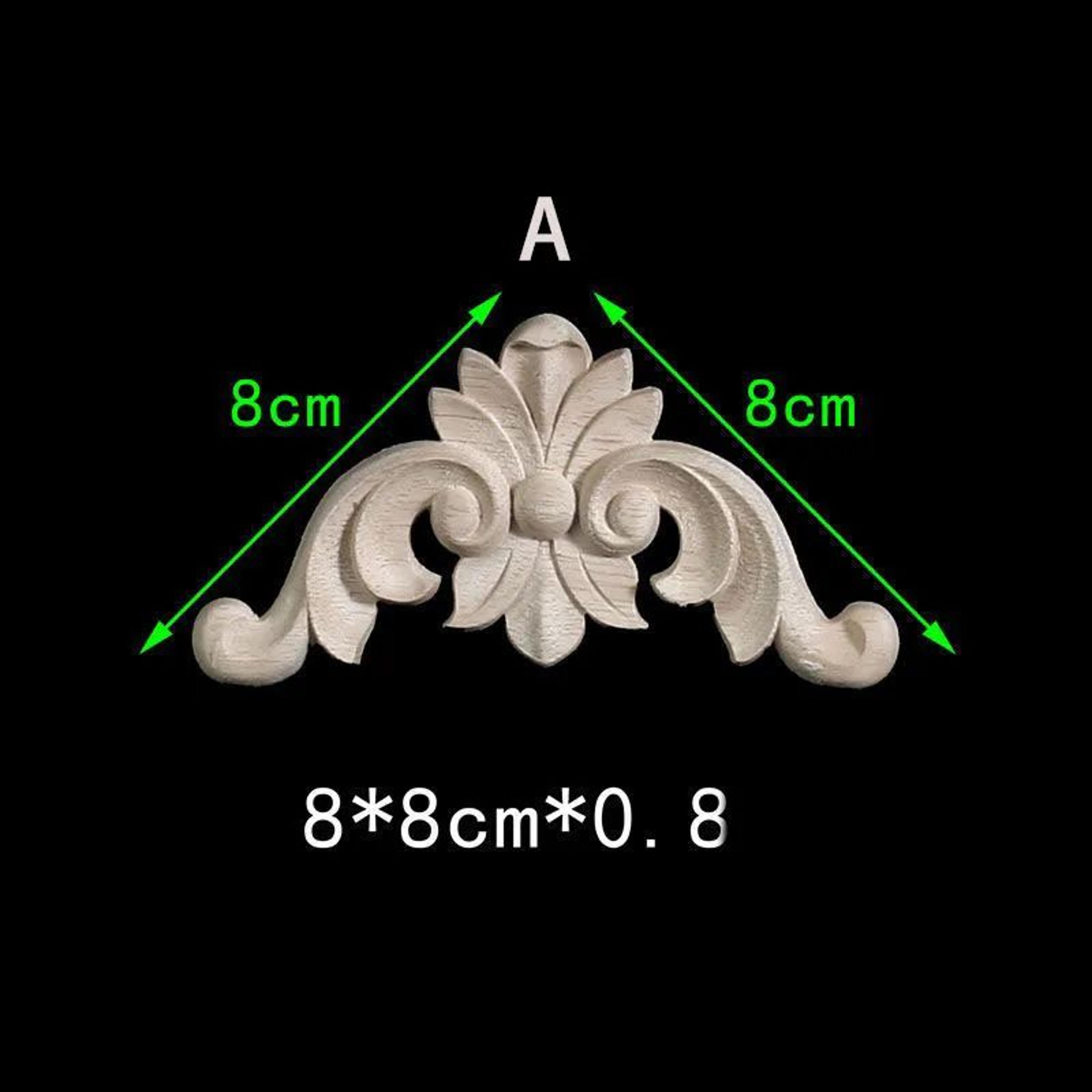 Unpainted Floral Wood Carved Corner Appliques  Decorative Onlay Trim For Furniture  Home Decor 9