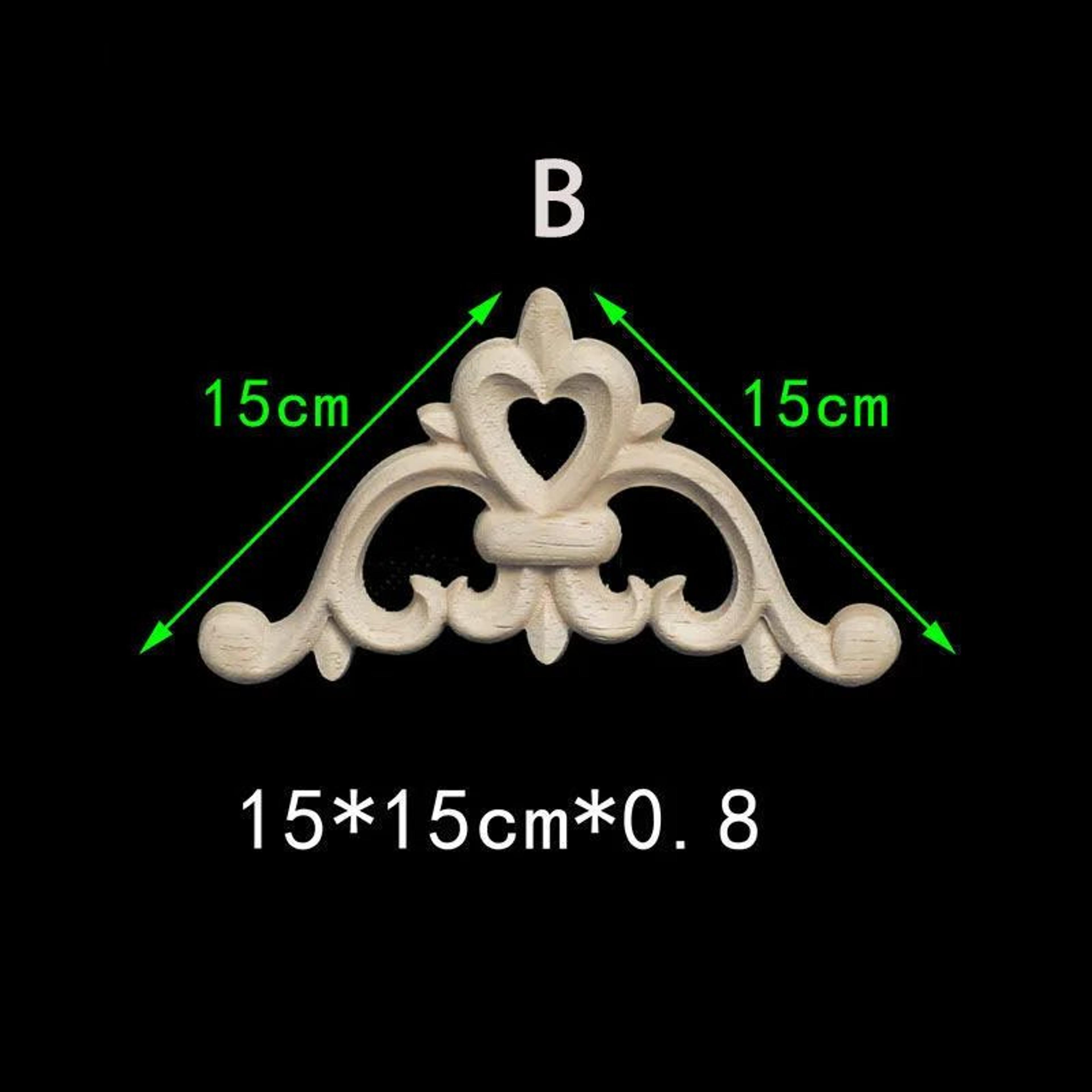 Unpainted Floral Wood Carved Corner Appliques  Decorative Onlay Trim For Furniture  Home Decor 18