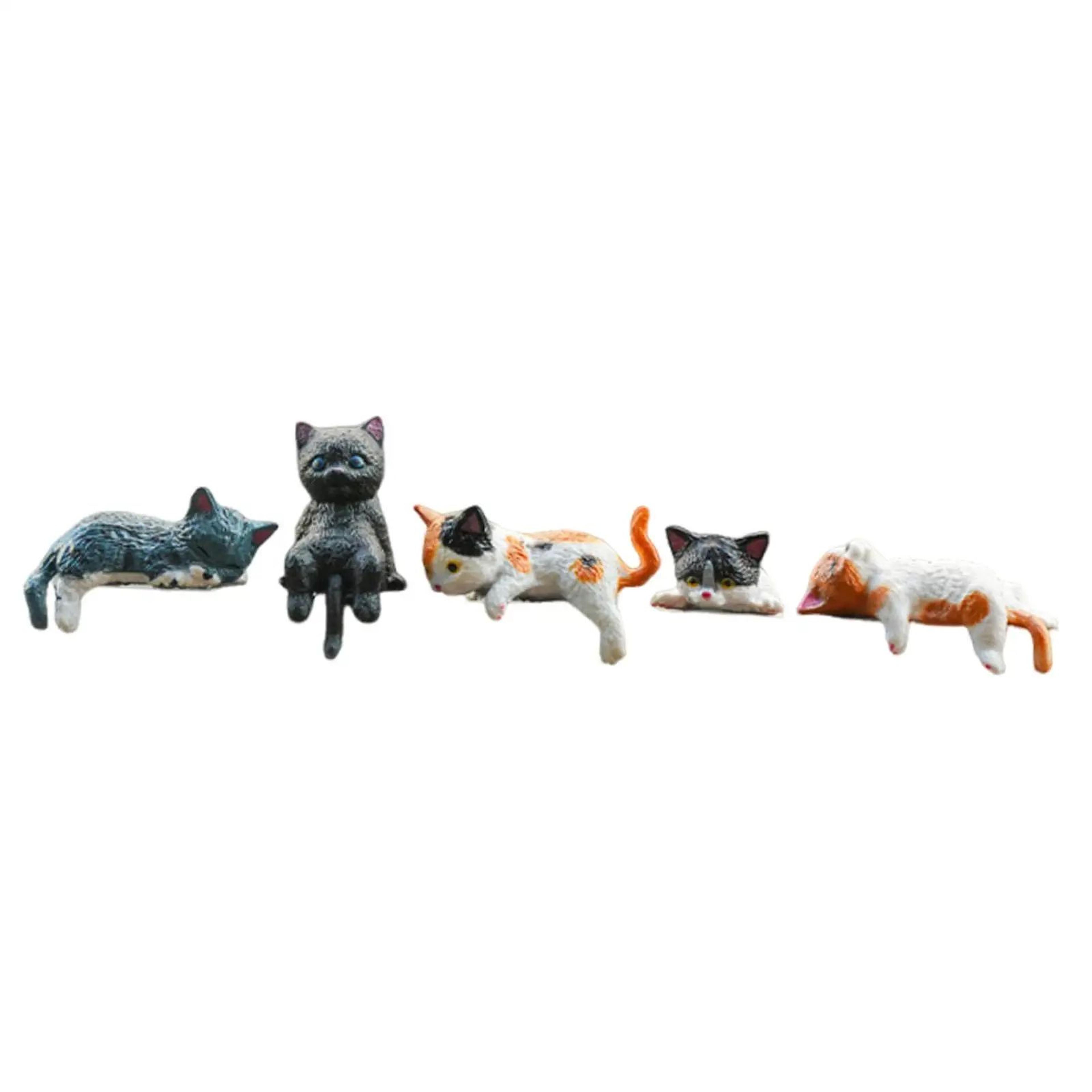 Mini Cute Cat Figurine Set  3D Resin Animal Desk Decor For Shelf  Monitor Display 11