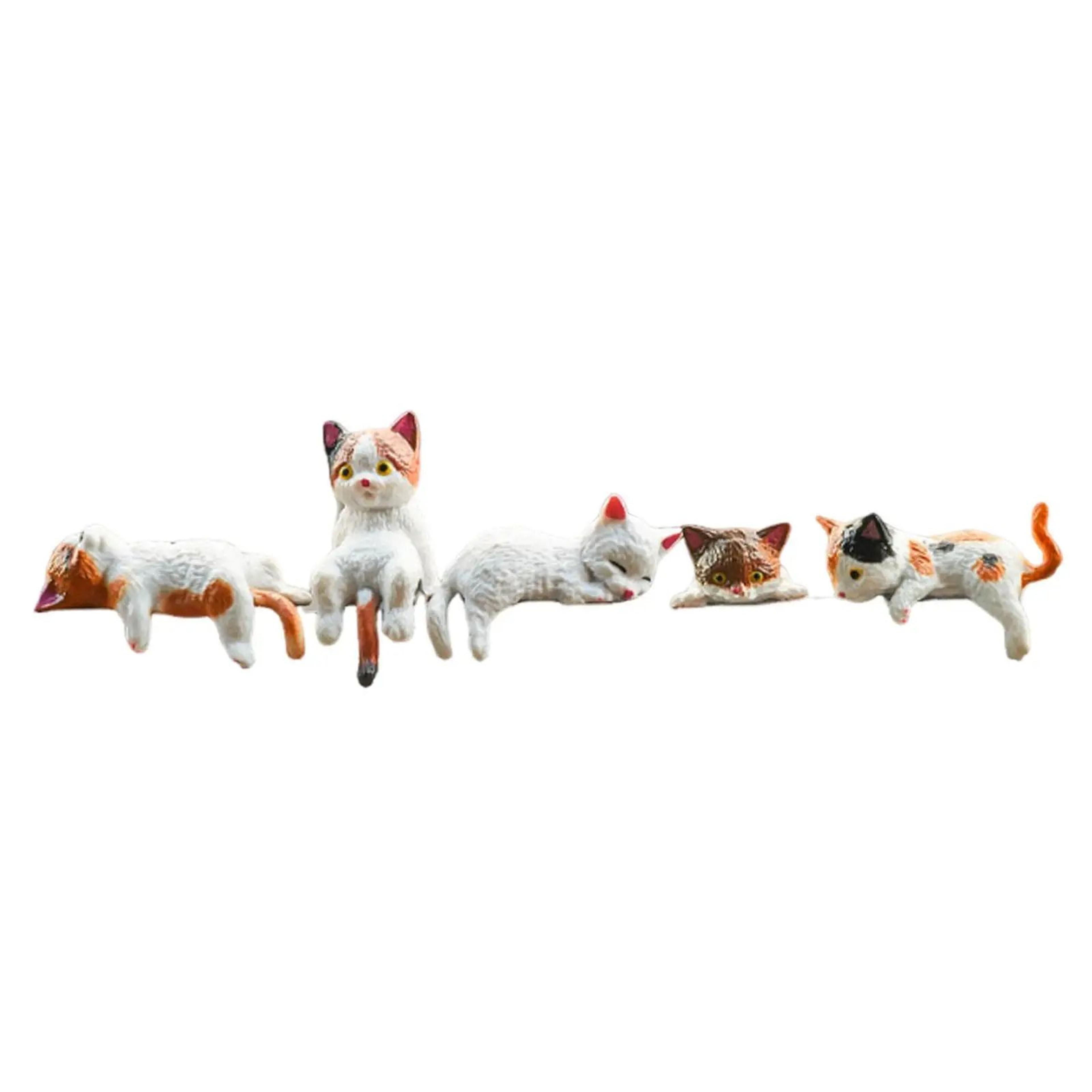 Mini Cute Cat Figurine Set  3D Resin Animal Desk Decor For Shelf  Monitor Display 12