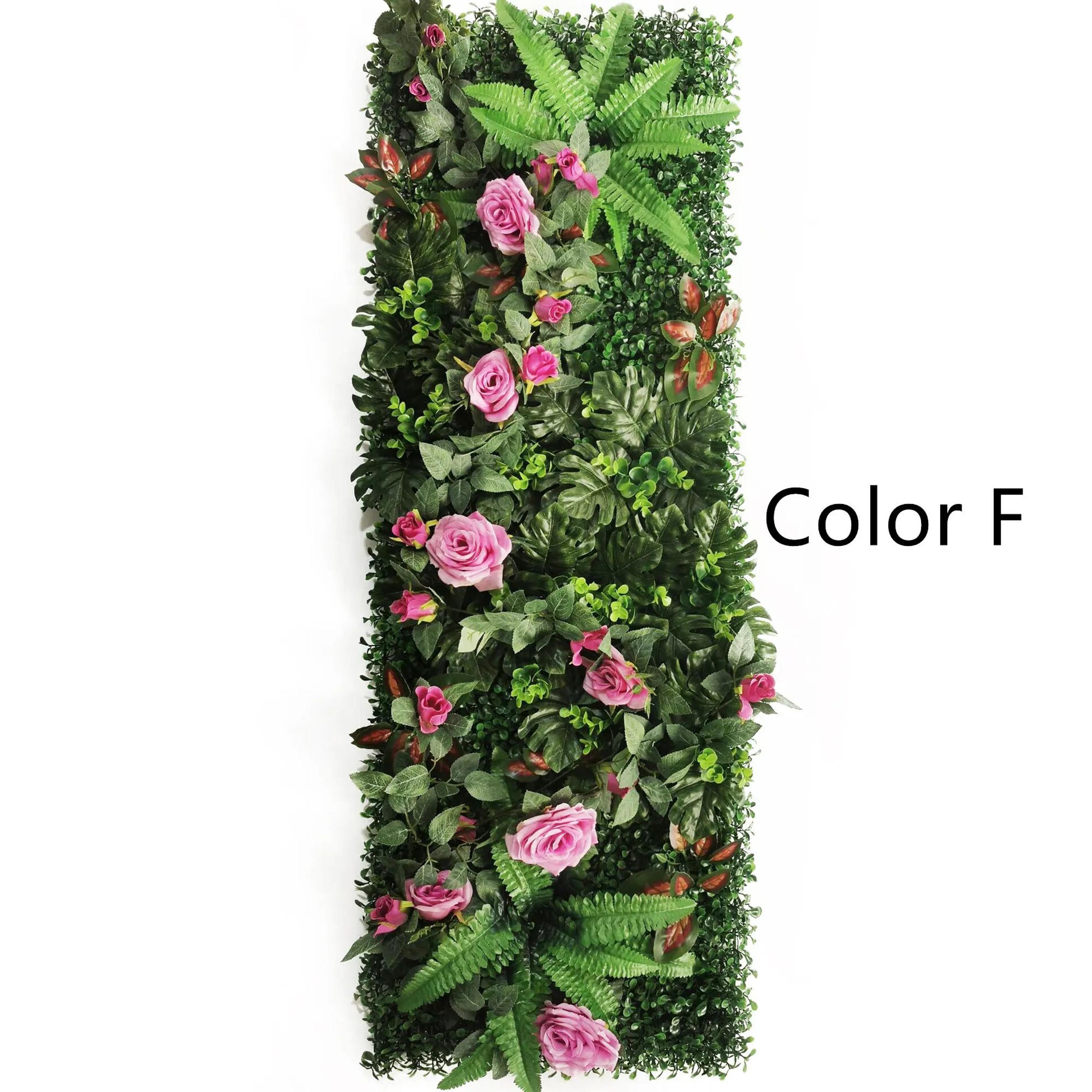 Artificial Rose Grass Wall Panel  16x47in Floral Lawn Decor With Straw Mat Backing 10