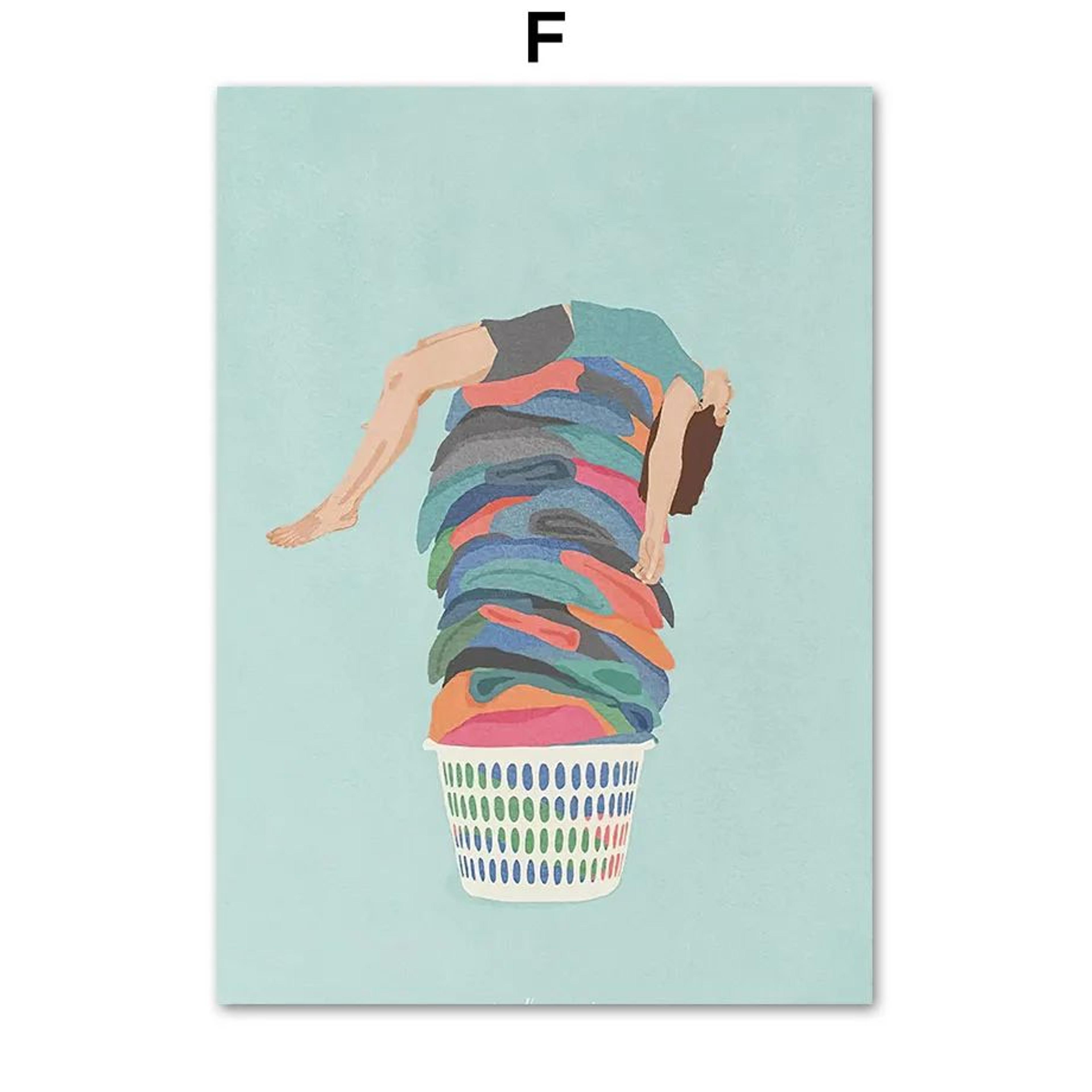 Laundry Girl Canvas Wall Art  Nordic Bathroom Poster Print Home Decor 10