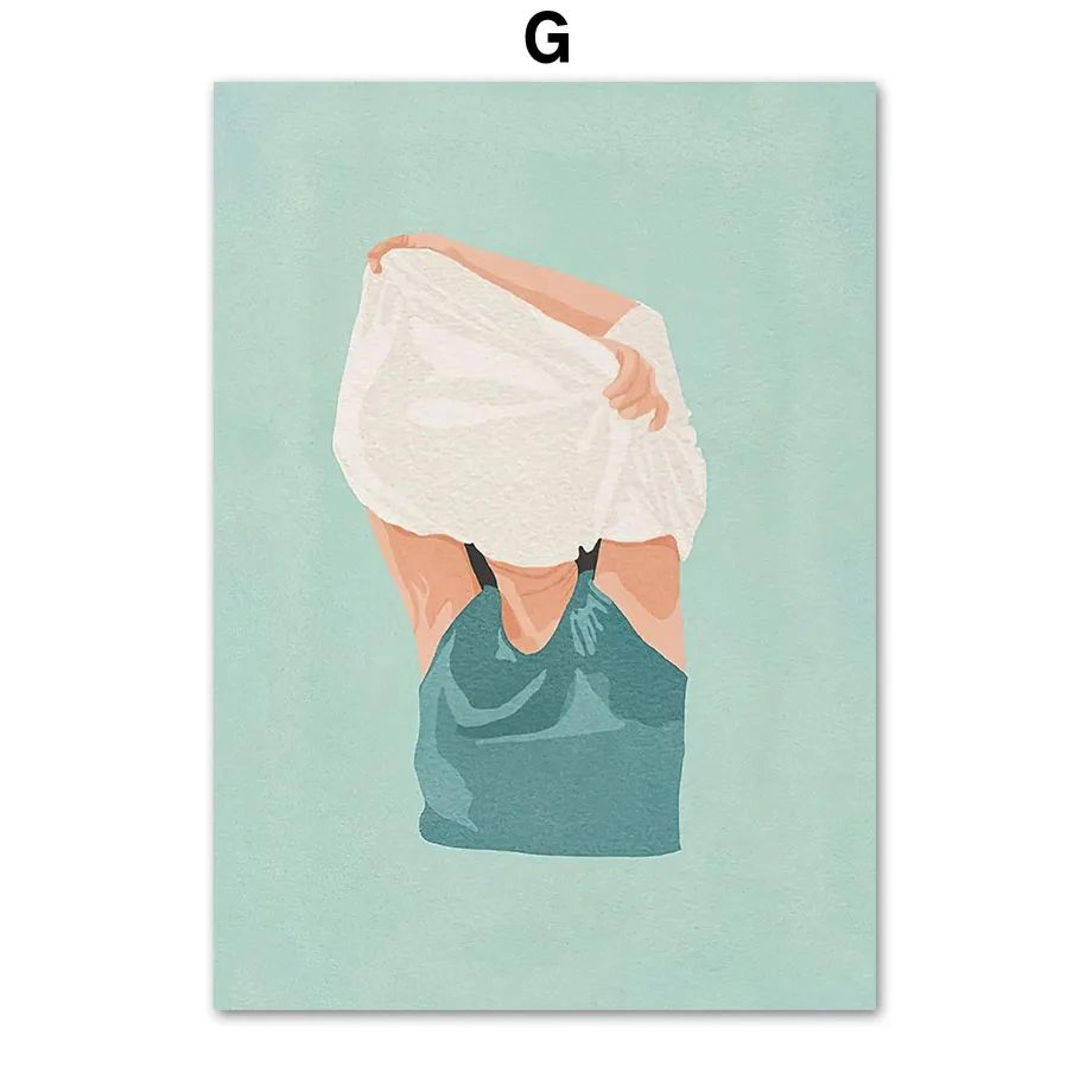 Laundry Girl Canvas Wall Art  Nordic Bathroom Poster Print Home Decor 11