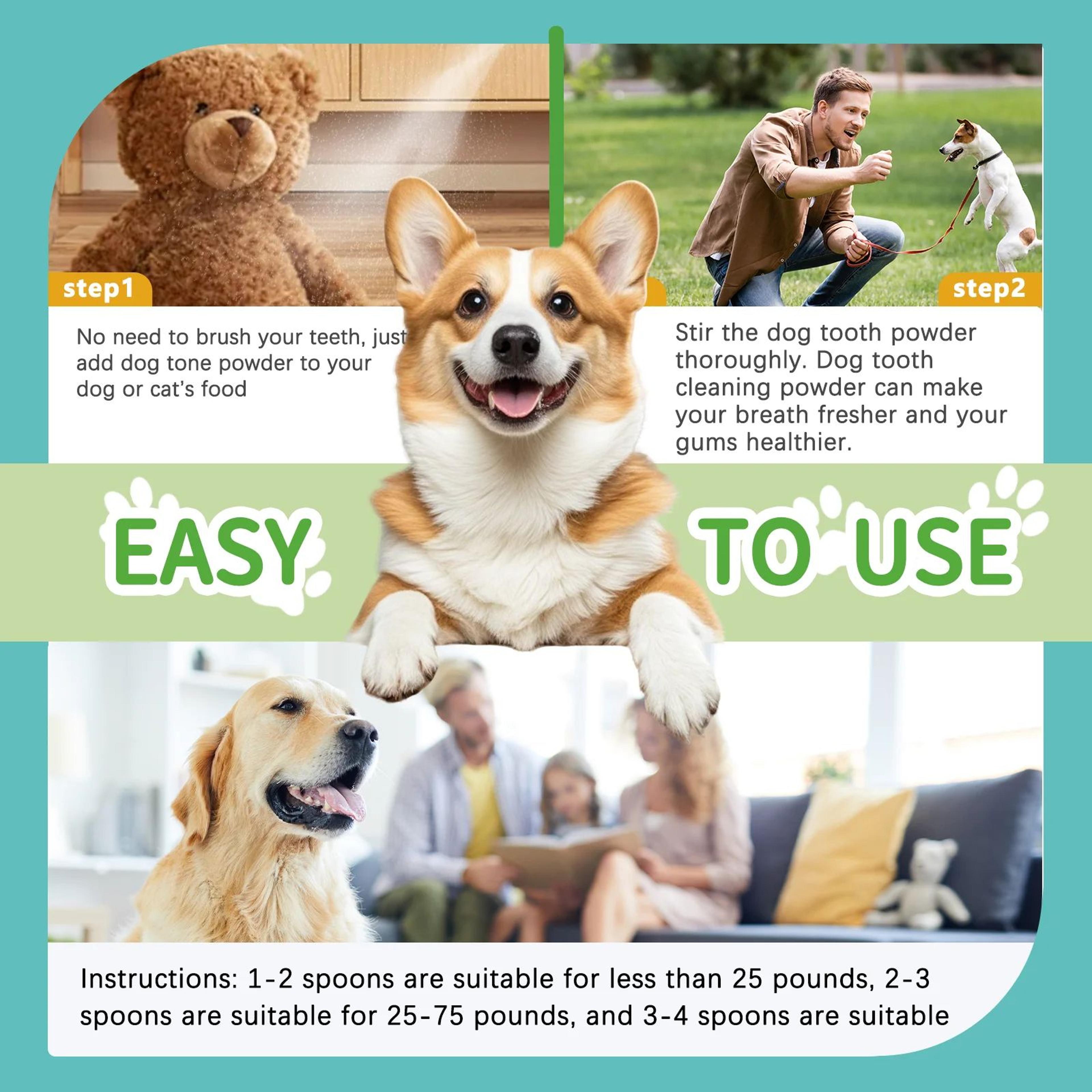 Pet Dental Powder For Dogs  Cats  Mint Herbal Teeth Cleaning Formula For Fresh Breath  Tartar Contr 4