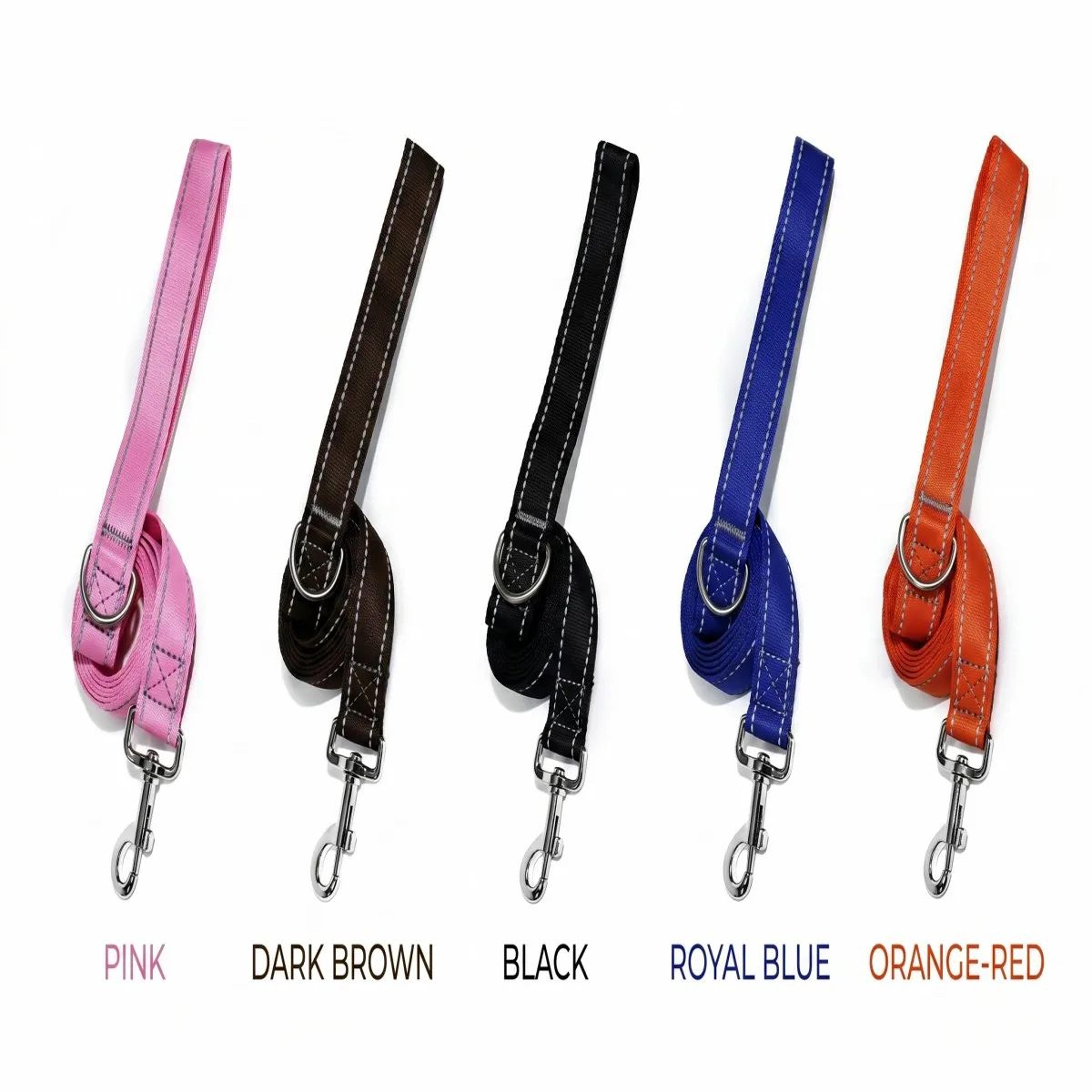 reflective nylon dog leash 5ft – heavy duty walking lead with 360° swivel clasp, comfort handle & night safety design