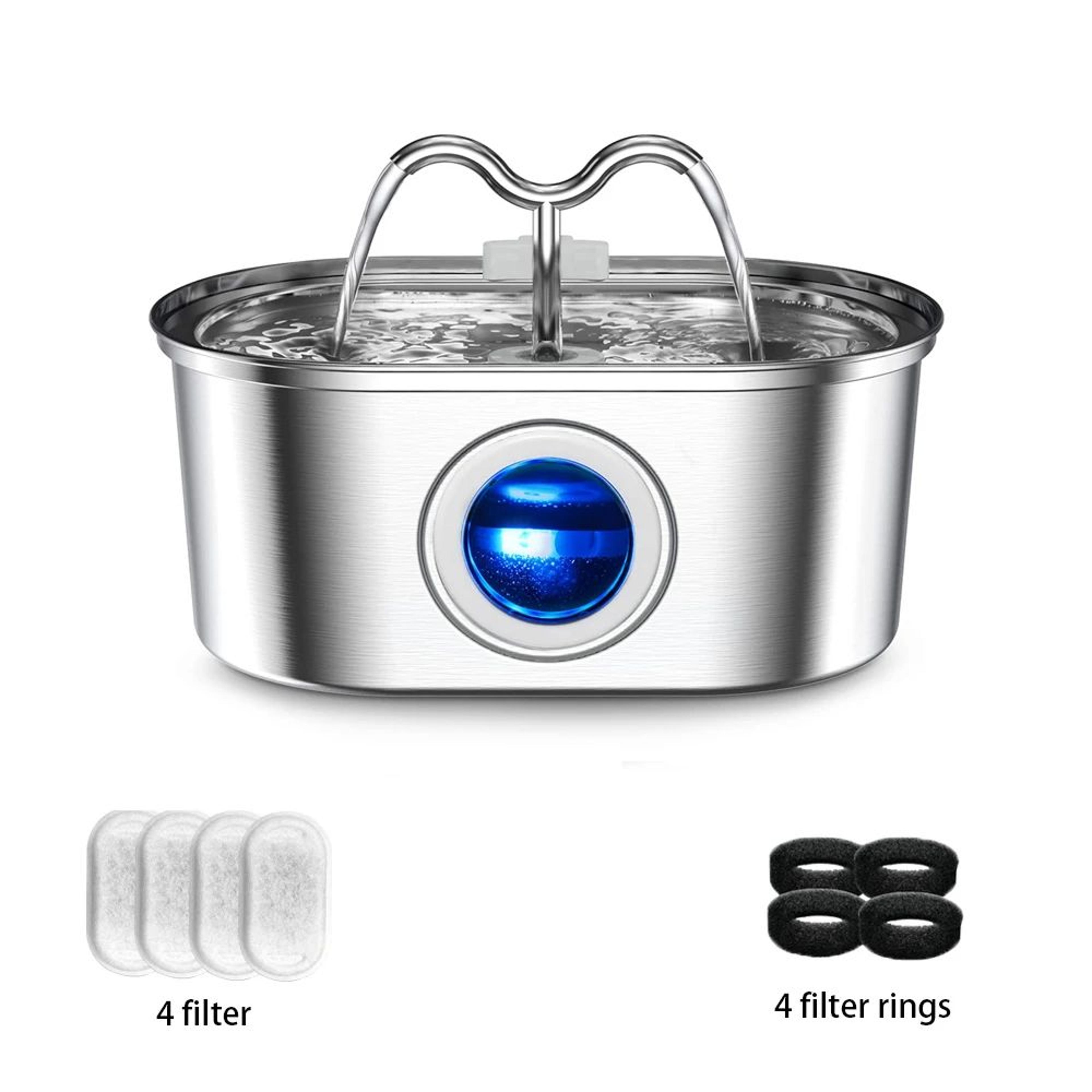 108 Oz Stainless Steel Pet Water Fountain  UltraQuiet Automatic Drinking Dispenser With LED Light F 7