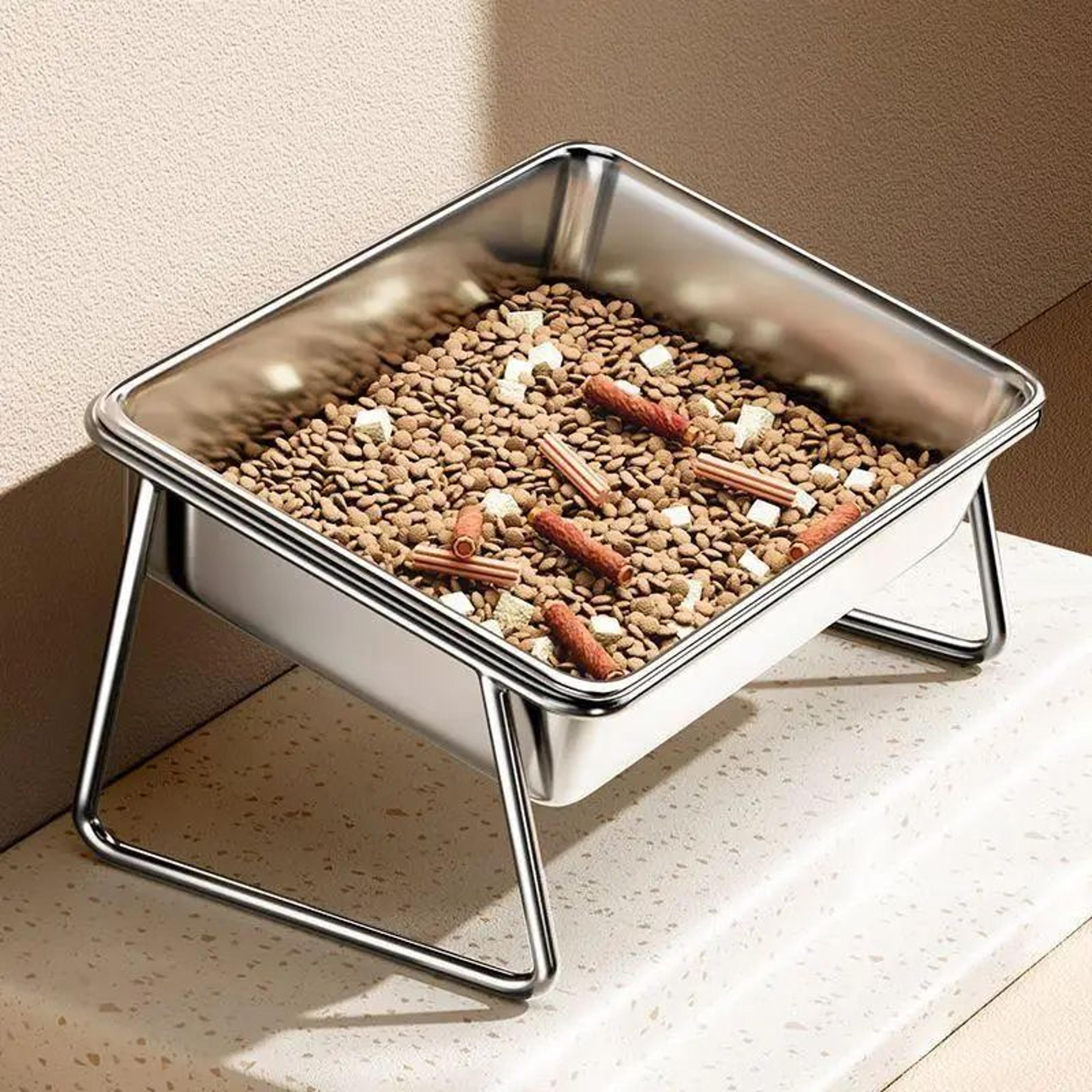 Stainless Steel Double Pet Feeding Bowl  NonSlip Dog  Cat Food And Water Bowl Set 3