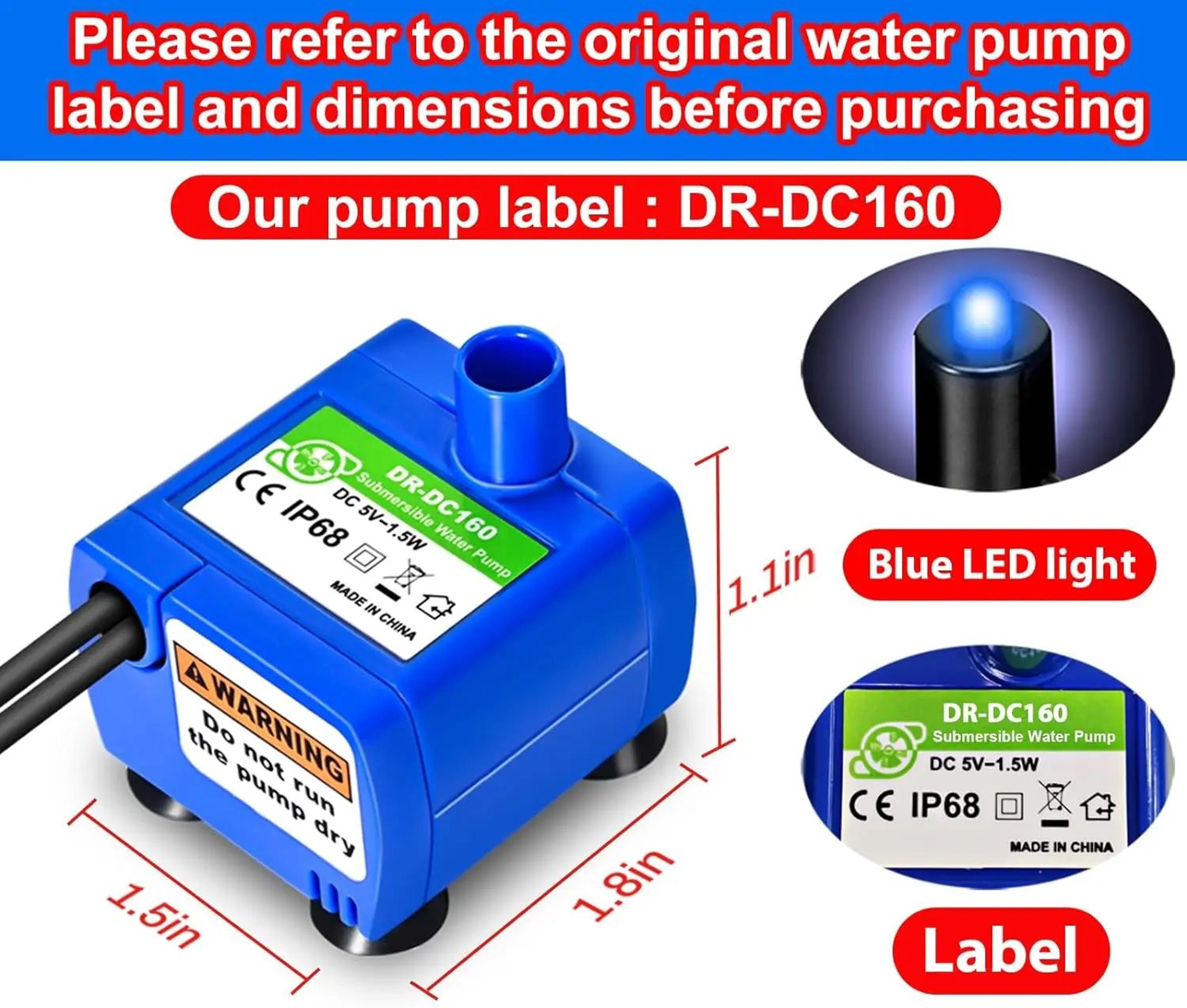 LED Cat Water Fountain Replacement Pump  UltraQuiet USB Waterproof Motor For Pet Water Dispensers 2