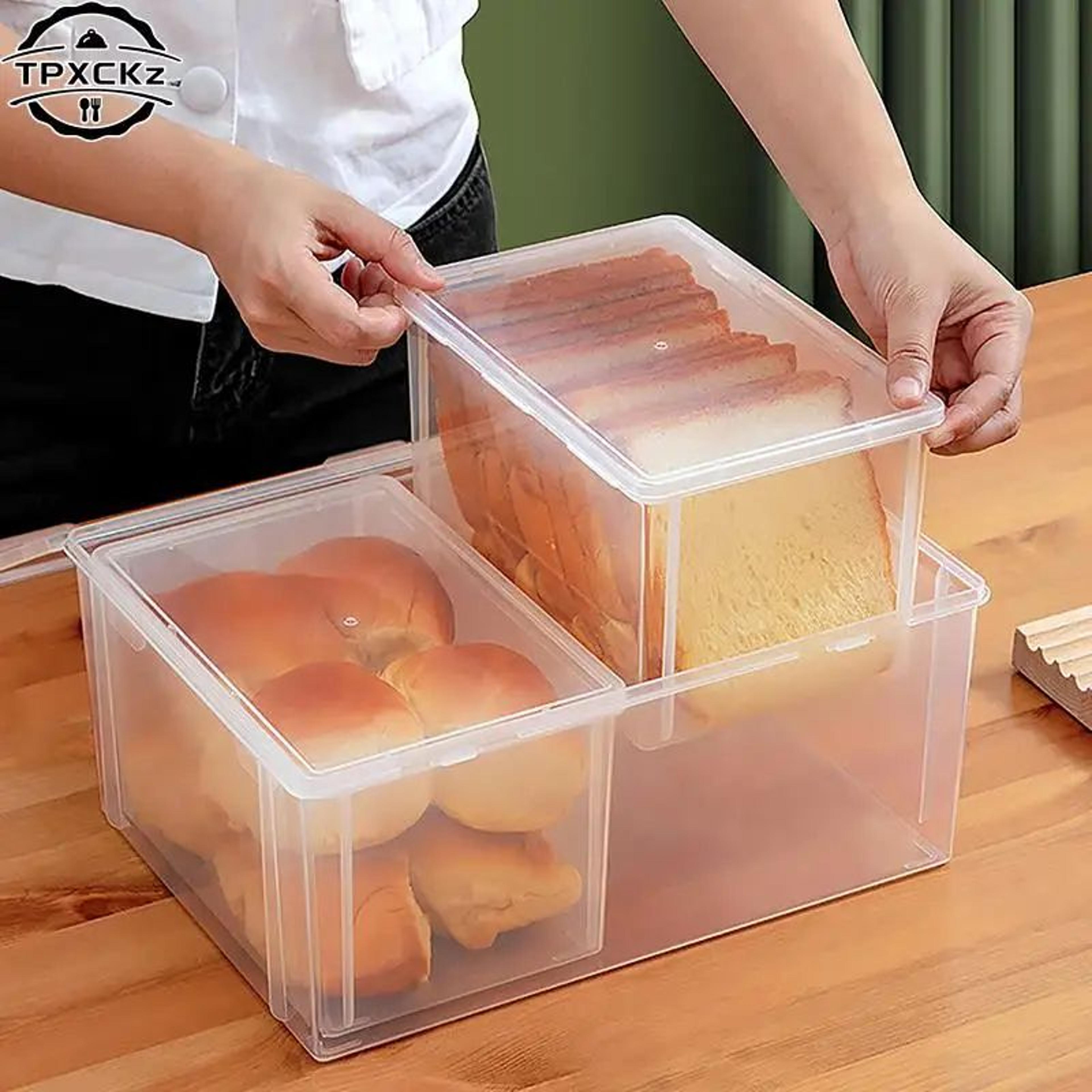 clear airtight bread storage container – plastic bread box for kitchen countertop, refrigerator & bakery food storage