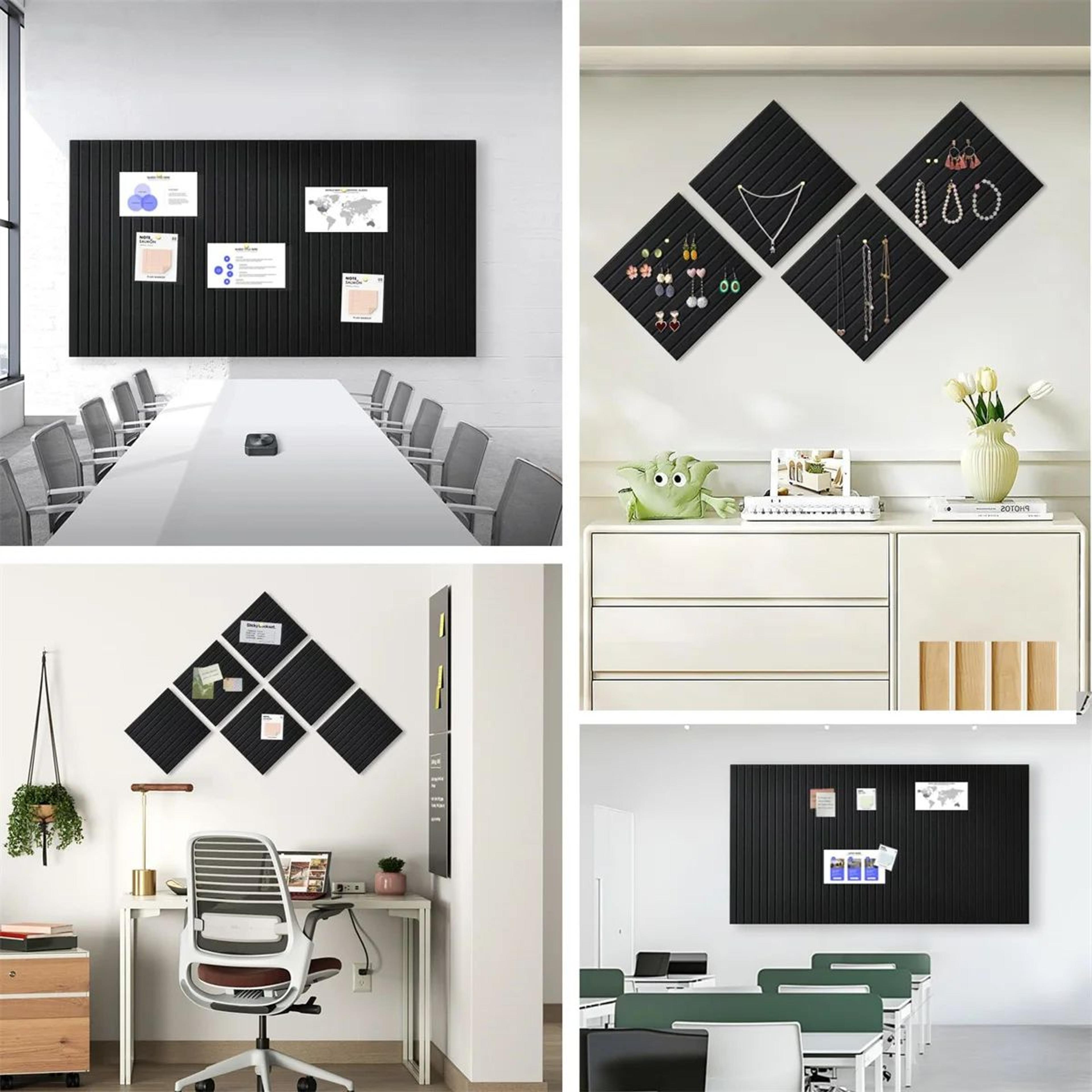 6 Pcs Large Black Felt Bulletin Board Tiles  SelfAdhesive Cork Board Alternative Message Board For  3