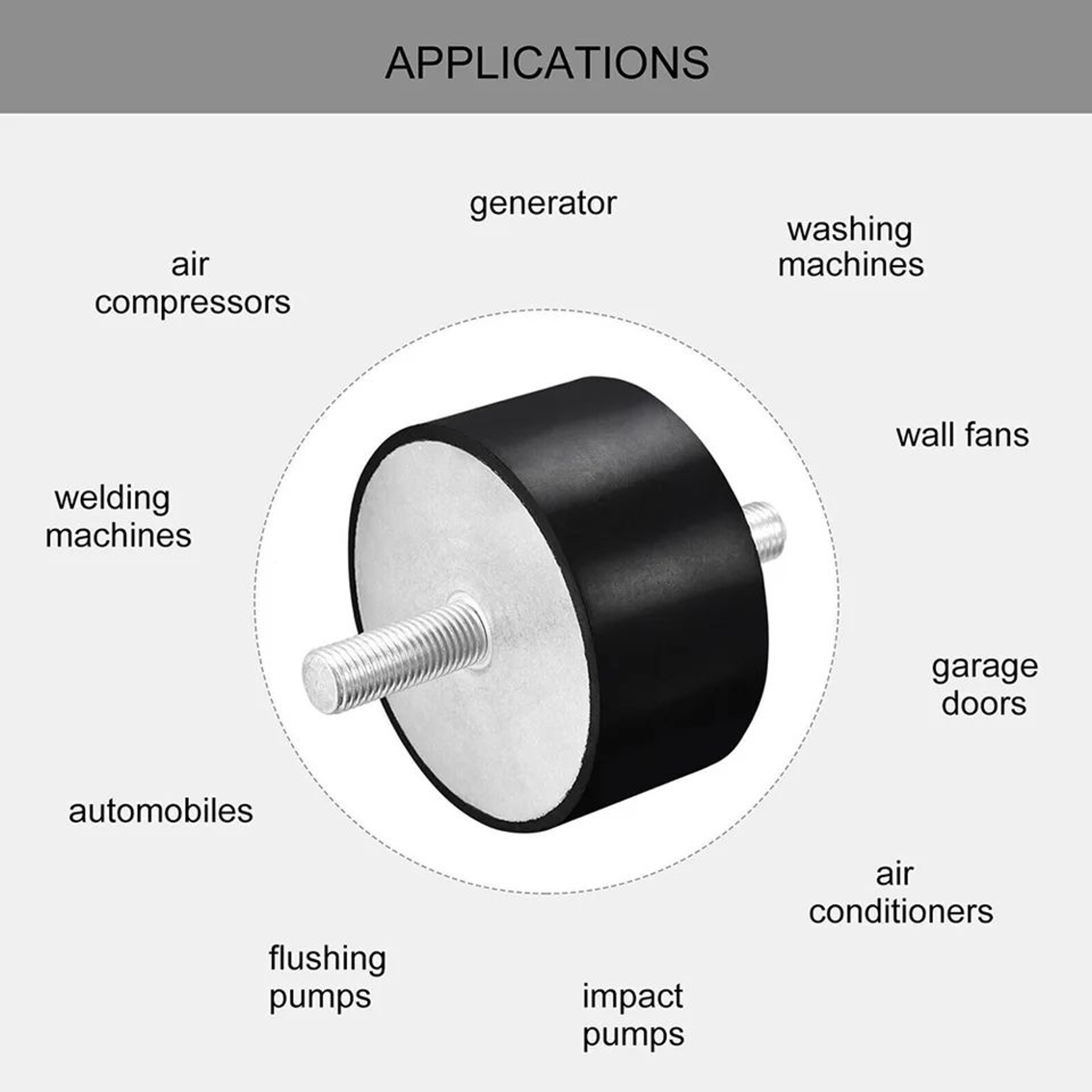 Rubber Shock Mount AntiVibration Bobbin Isolator  M3 M4 M5 M6 Metal Damper For Pumps Compressors  G 3