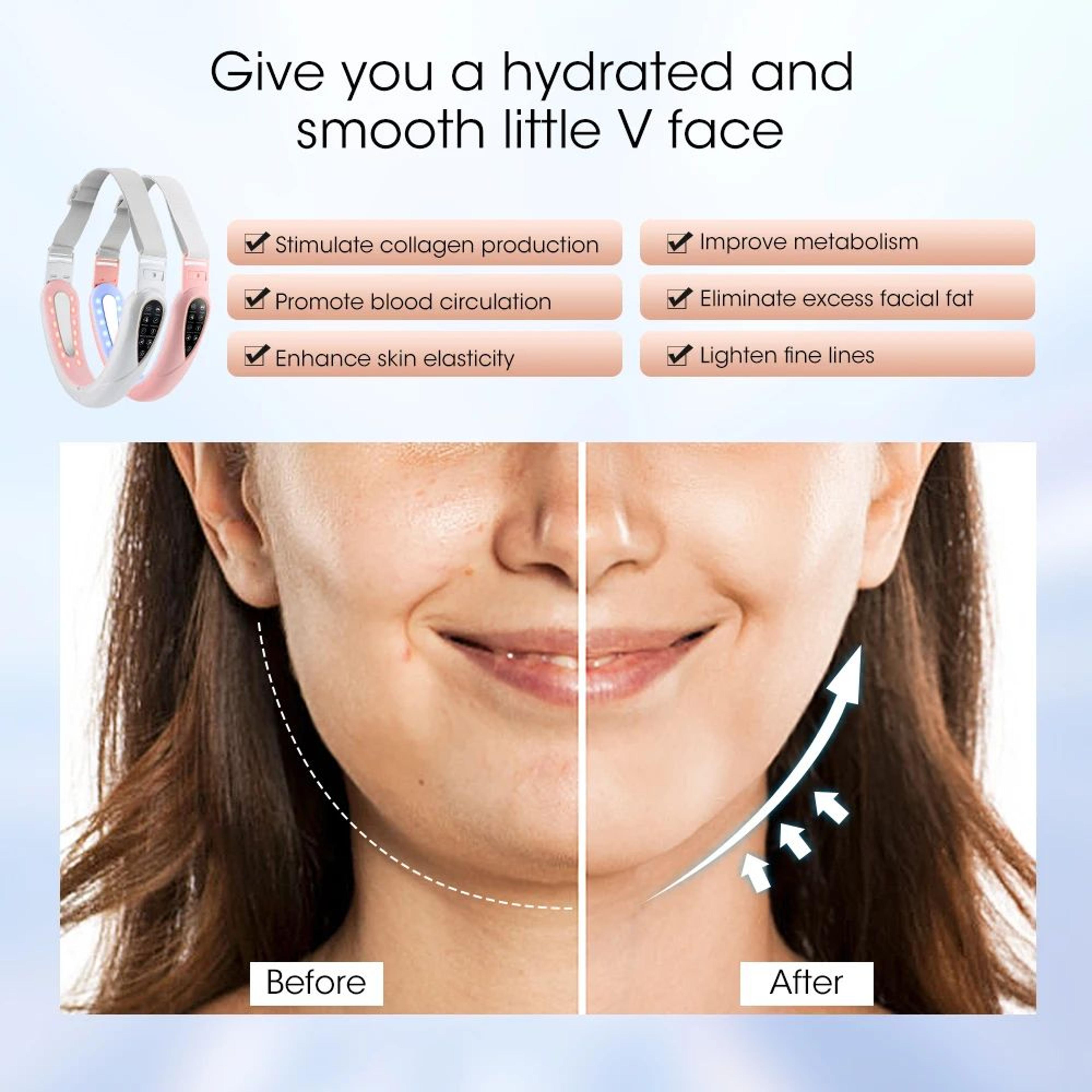 LED Photon Facial Lifting Device  TENS Microcurrent Face Slimming Massager With Vibration Remote  V 3