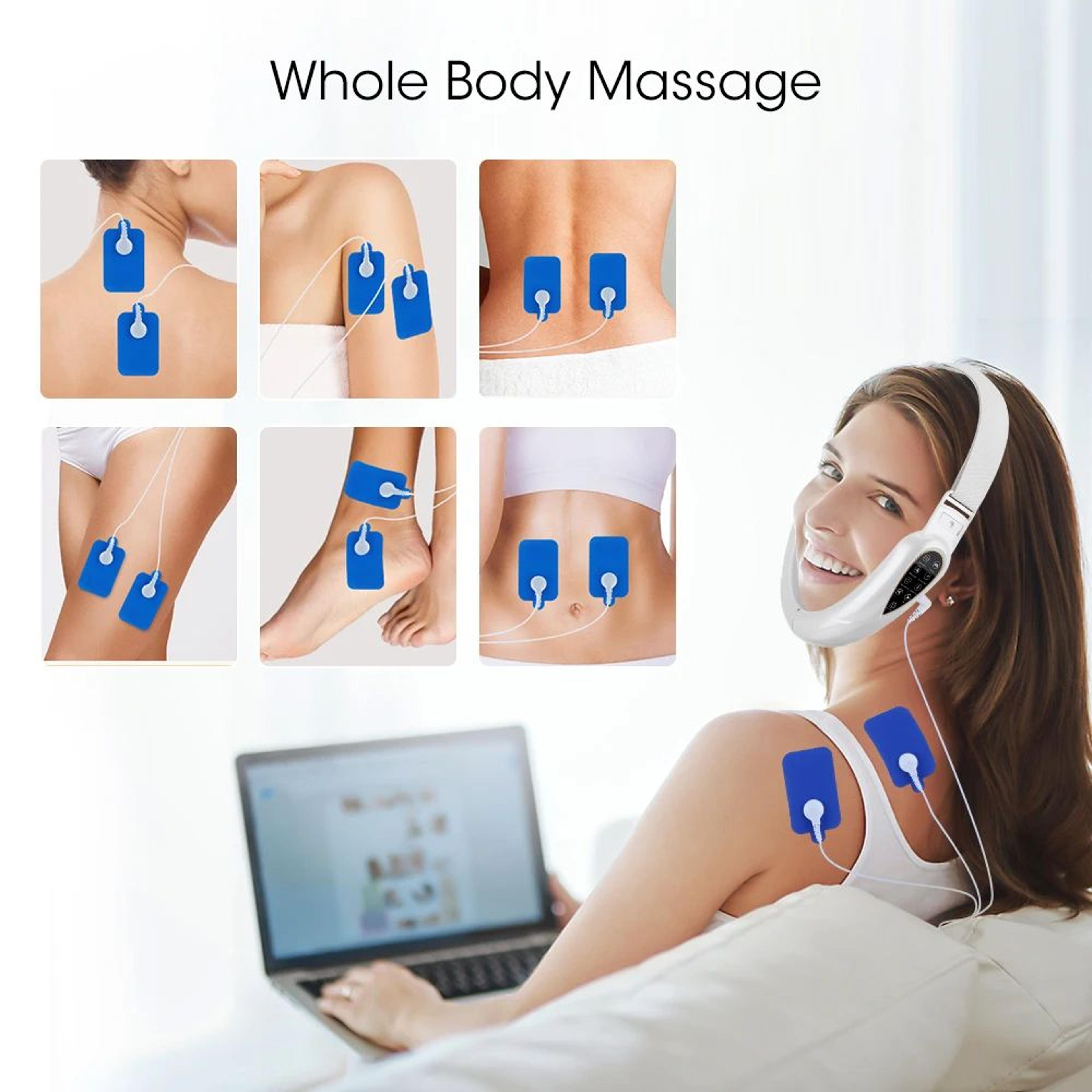 LED Photon Facial Lifting Device  TENS Microcurrent Face Slimming Massager With Vibration Remote  V 4