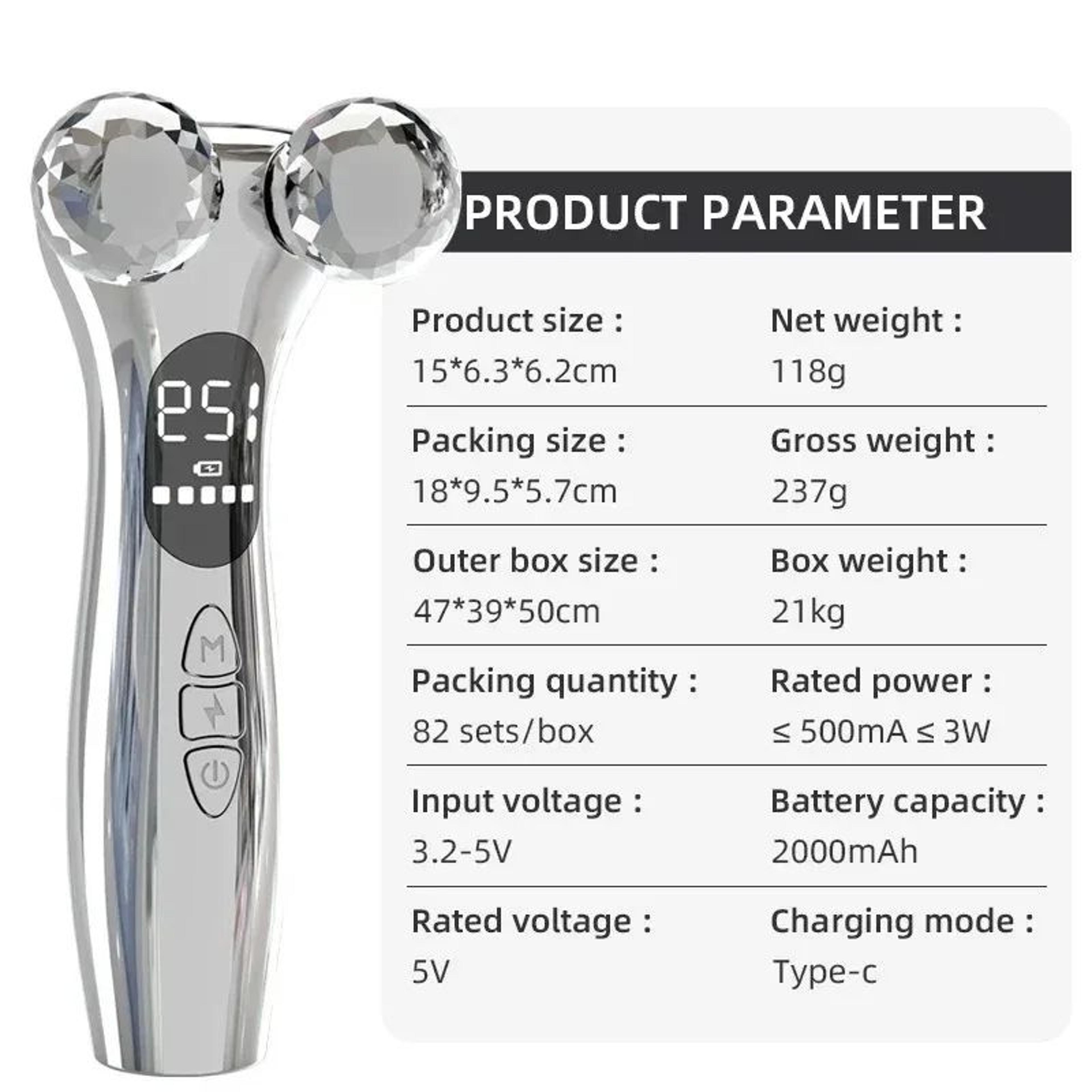 Electric Facial Microcurrent Beauty Massager  LED Face Lift Roller Skin Tightening Device With Vibr 5