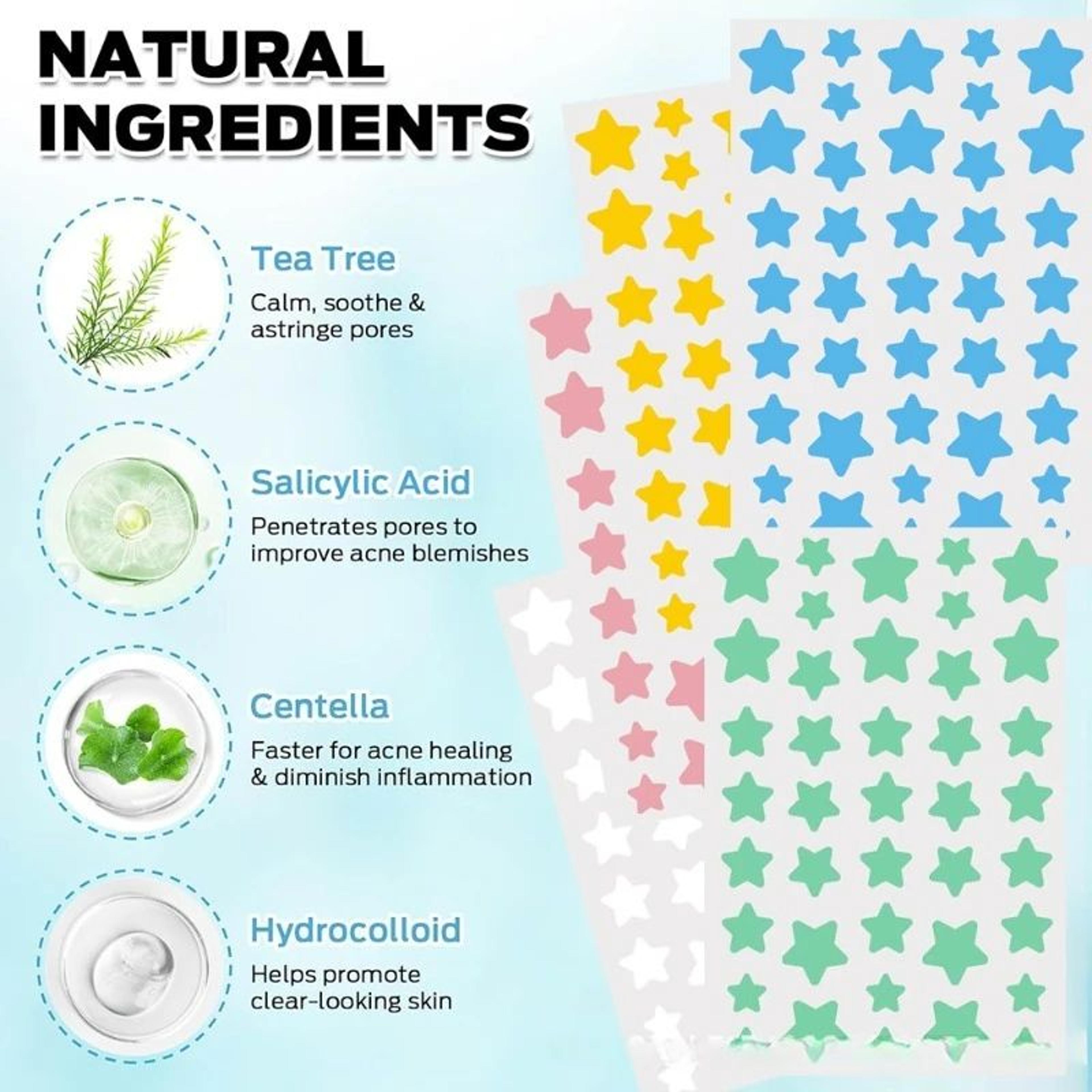 280pcs Star Shaped Pimple Patches  Colorful Invisible Acne Spot Stickers For Blemish Cover Hydrocol 1