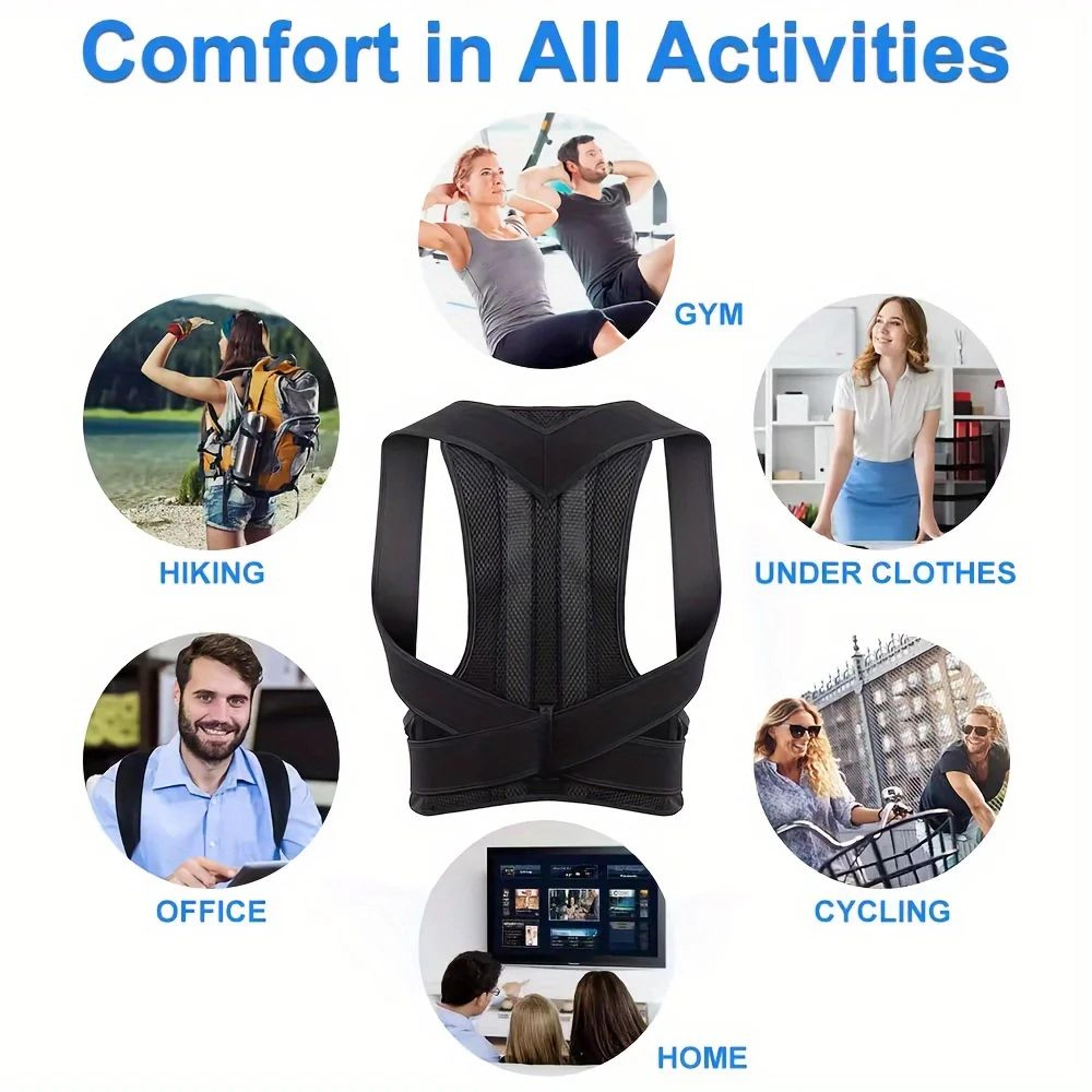 Universal Posture Support Belt  Adjustable Back Brace For Men  Women With Elastic Shoulder Support  4