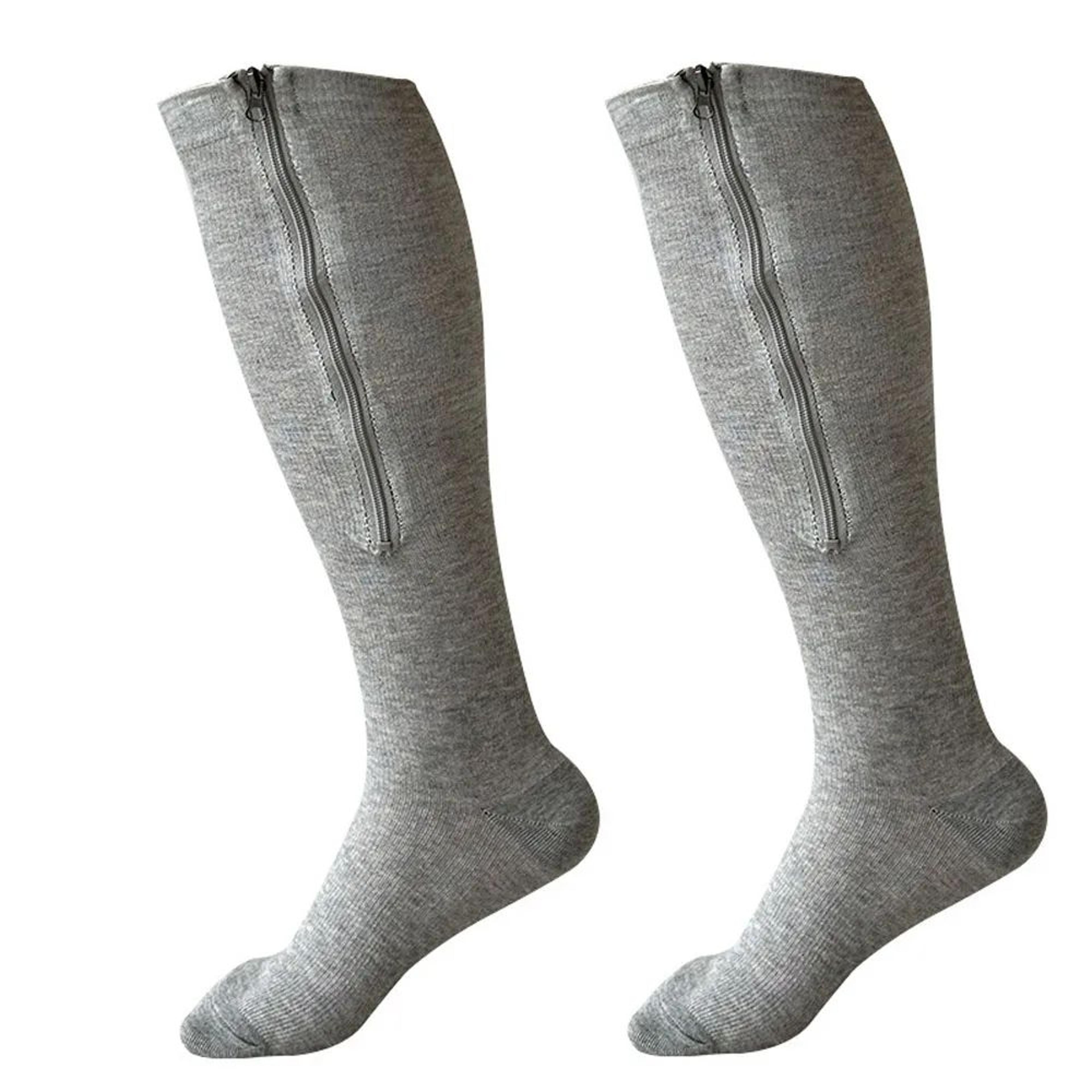 Open Toe Compression Socks With Zipper  Knee High Support Stockings For Travel Sports Circulation   8