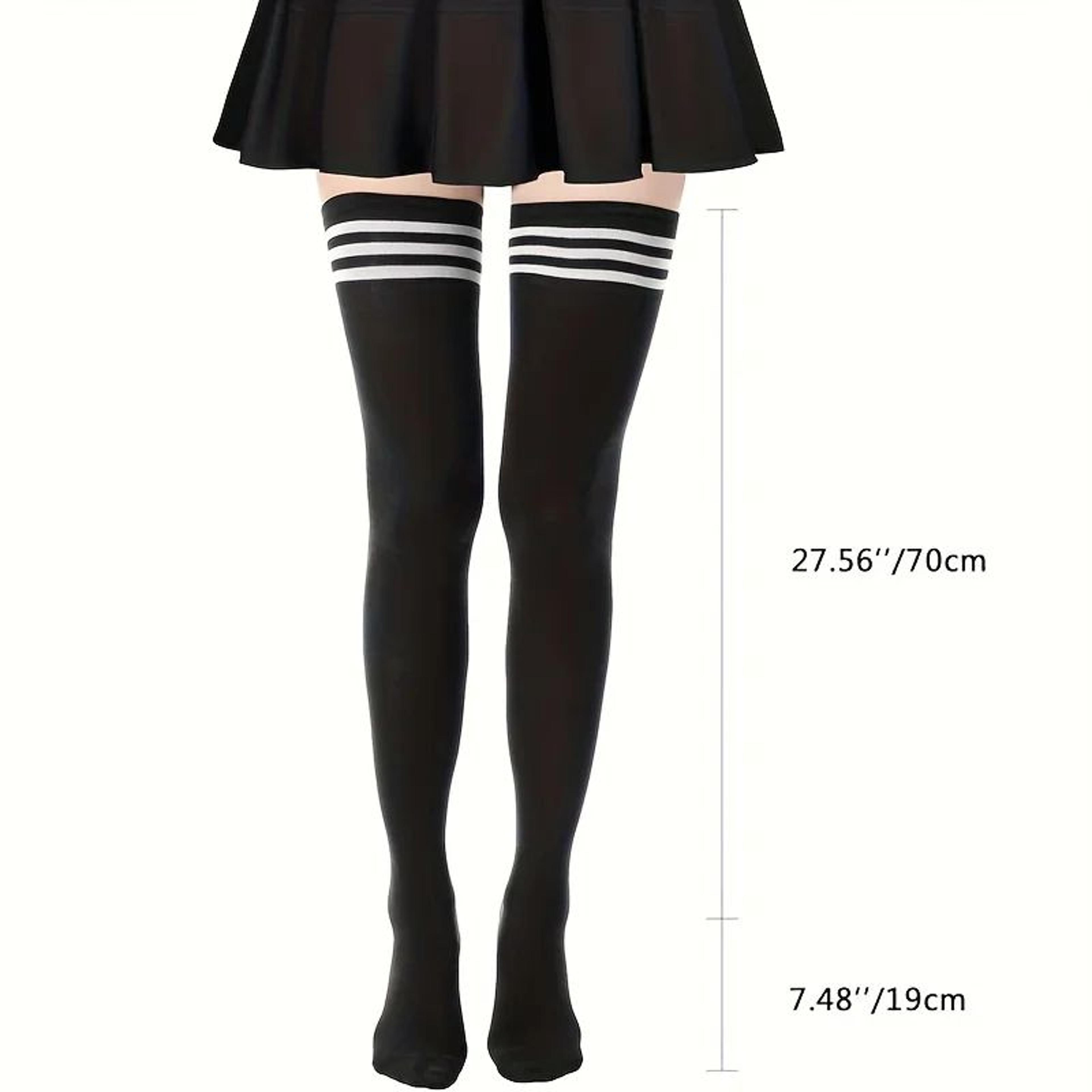 1 Pair Womens Over Knee Socks  Thigh High Nylon Stockings For Casual Wear School Cosplay  Everyday  5