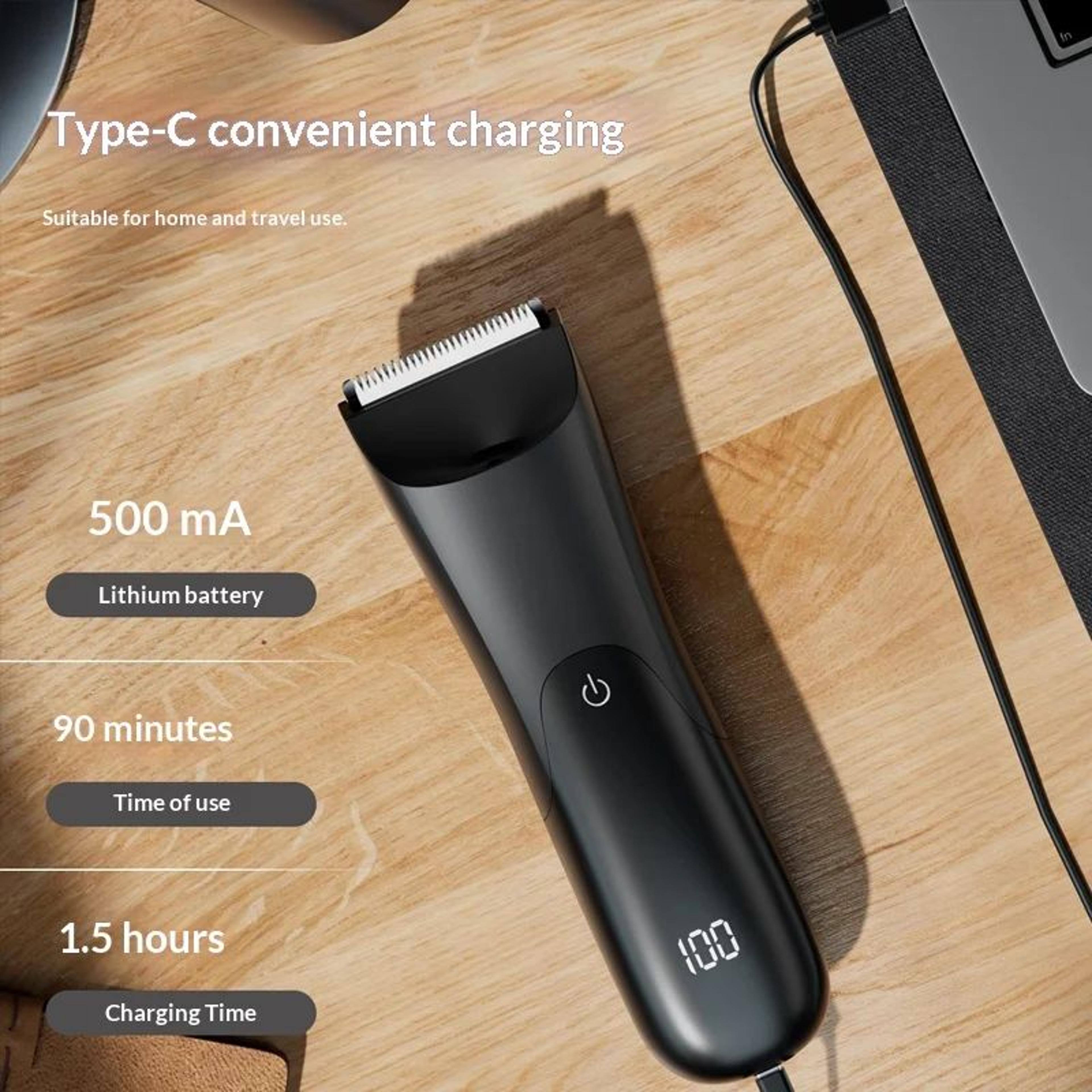 Electric Groin Hair Trimmer For Men  Waterproof Body  Pubic Groomer With Ceramic Blade  USB Recharg 2