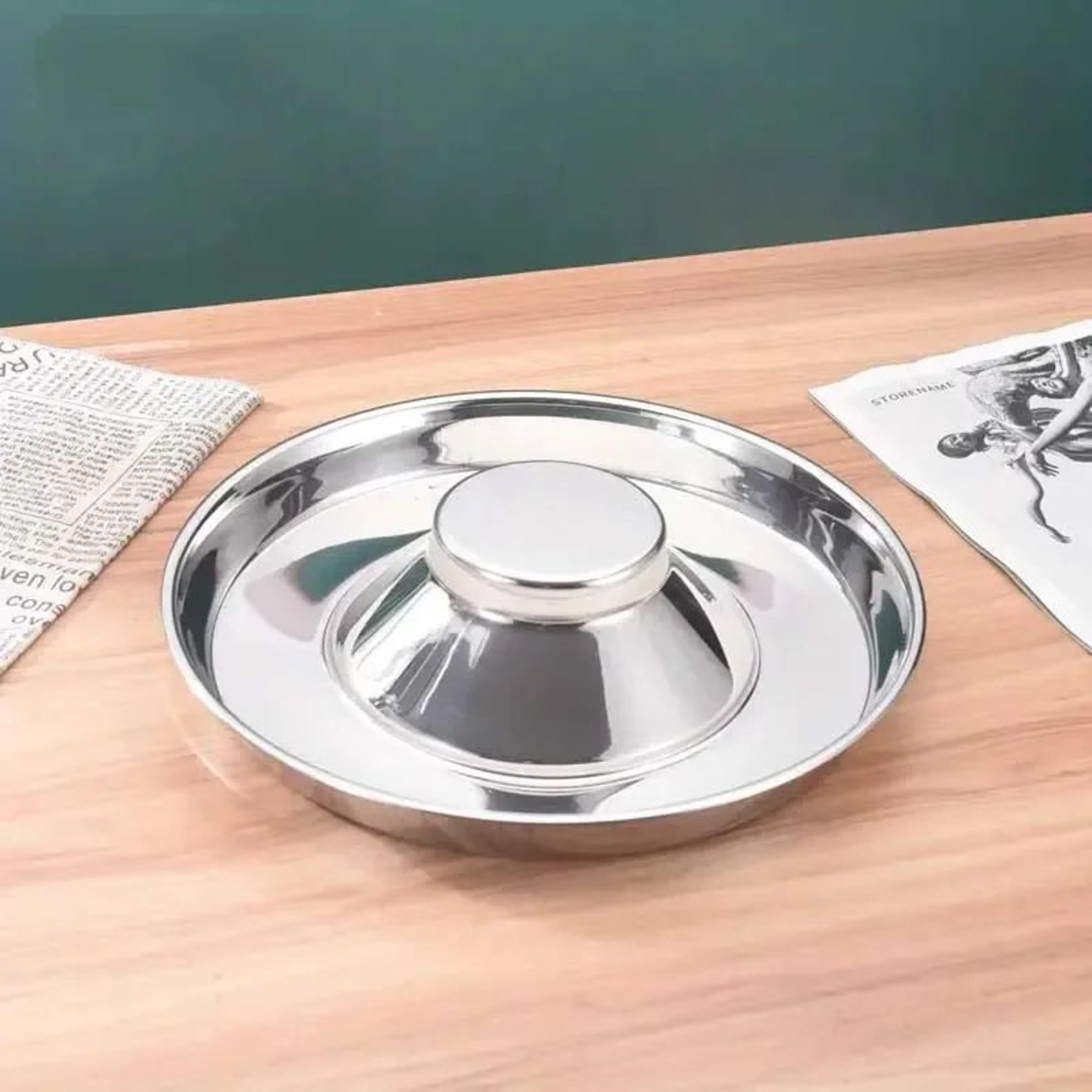 1pc Stainless Steel Slow Feeder Dog Bowl  Puppy Weaning Food  Water Feeding Dish For Small Pets 3